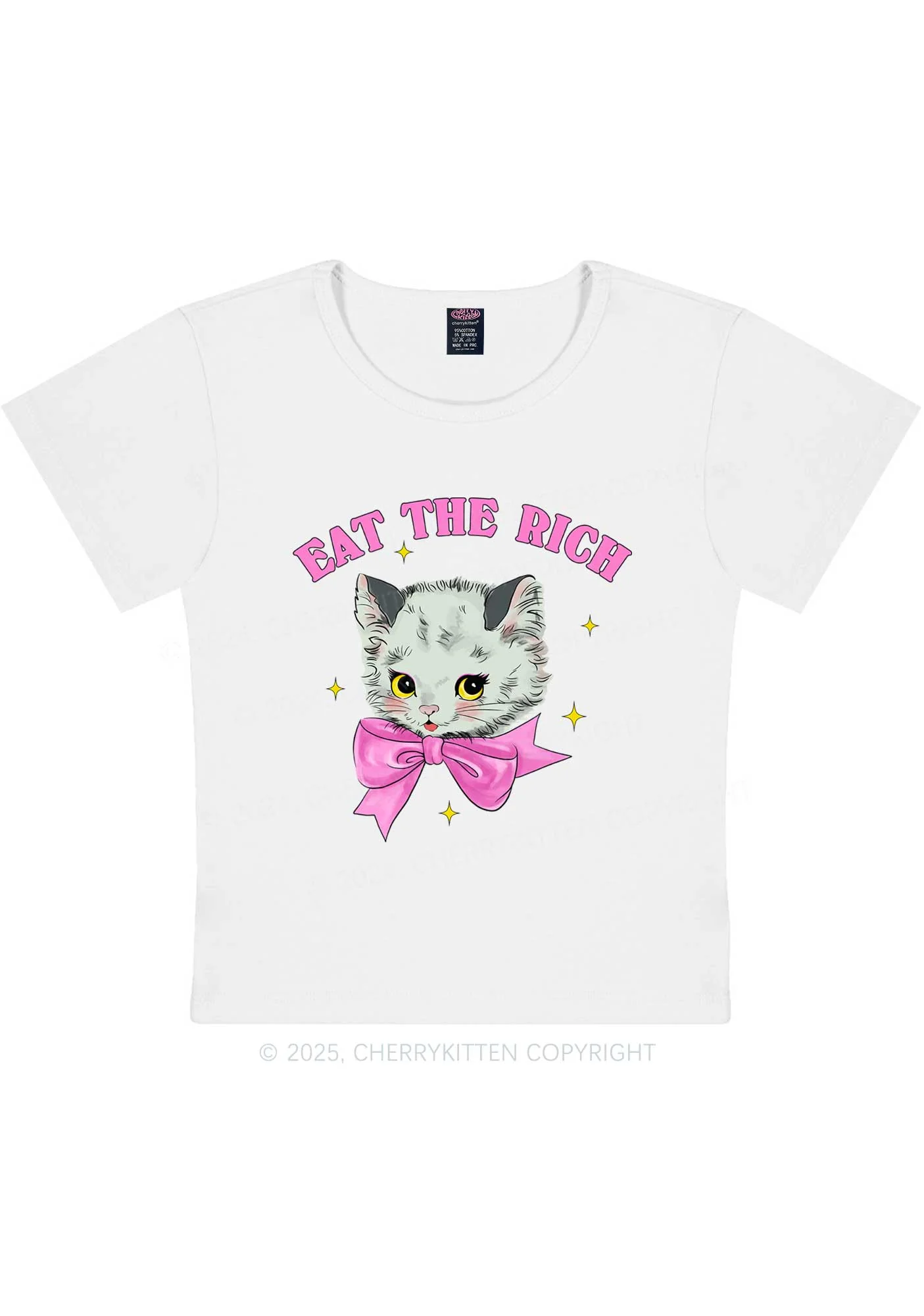 Eat Rich Cat Y2K Baby Tee Cherrykitten - Image 3