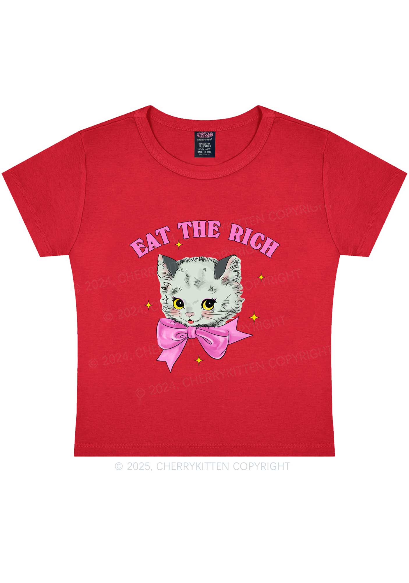 Eat Rich Cat Y2K Baby Tee Cherrykitten - Image 6