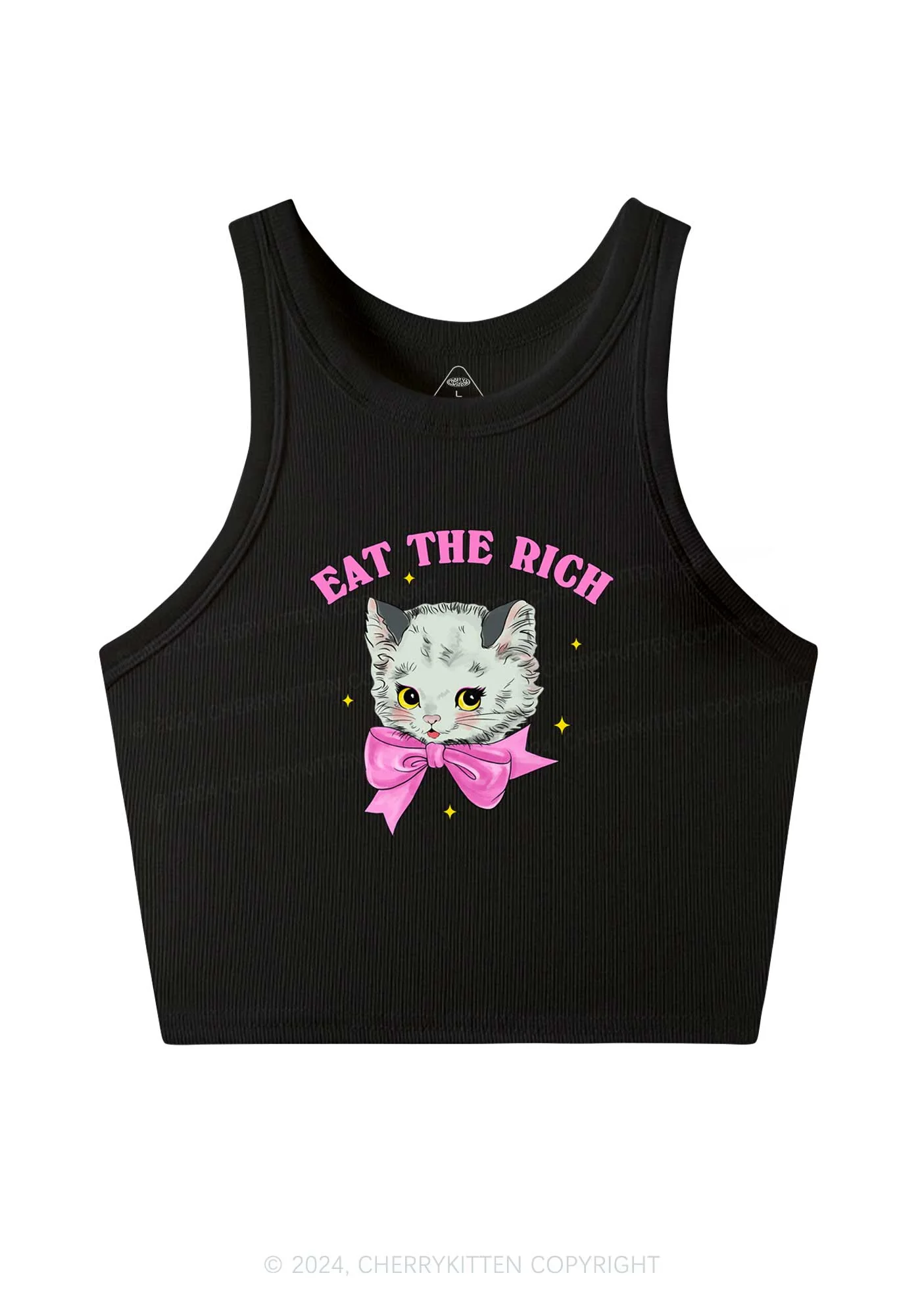 Eat Rich Cat Y2K Crop Tank Top Cherrykitten - Image 3