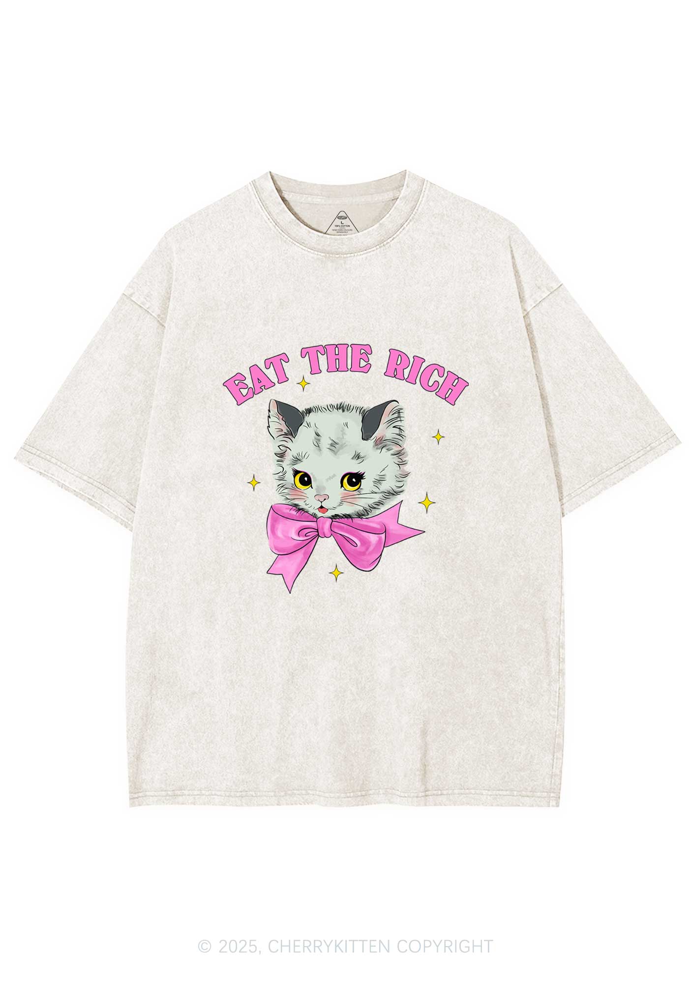 Eat Rich Cat Y2K Washed Tee Cherrykitten - Image 3