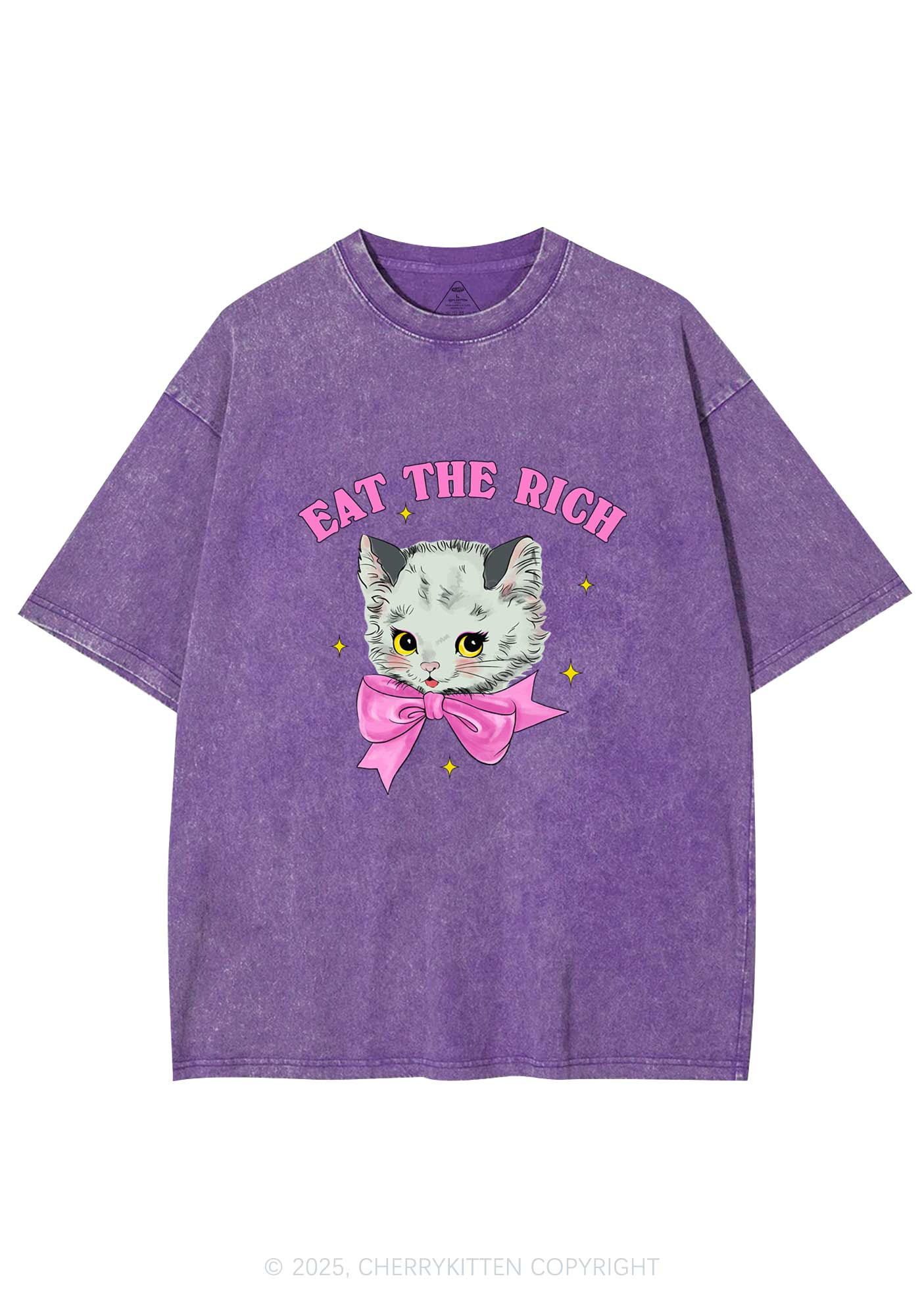 Eat Rich Cat Y2K Washed Tee Cherrykitten - Image 4