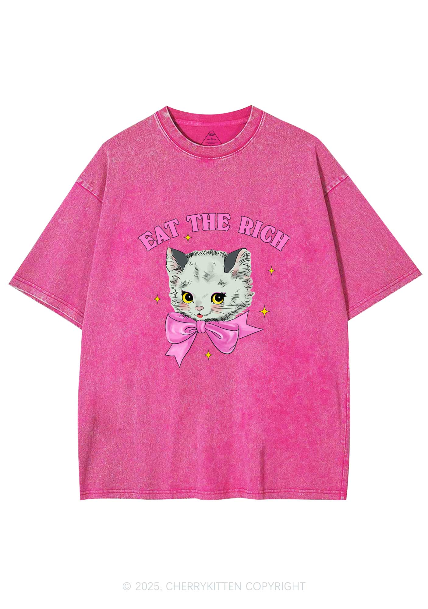 Eat Rich Cat Y2K Washed Tee Cherrykitten - Image 5