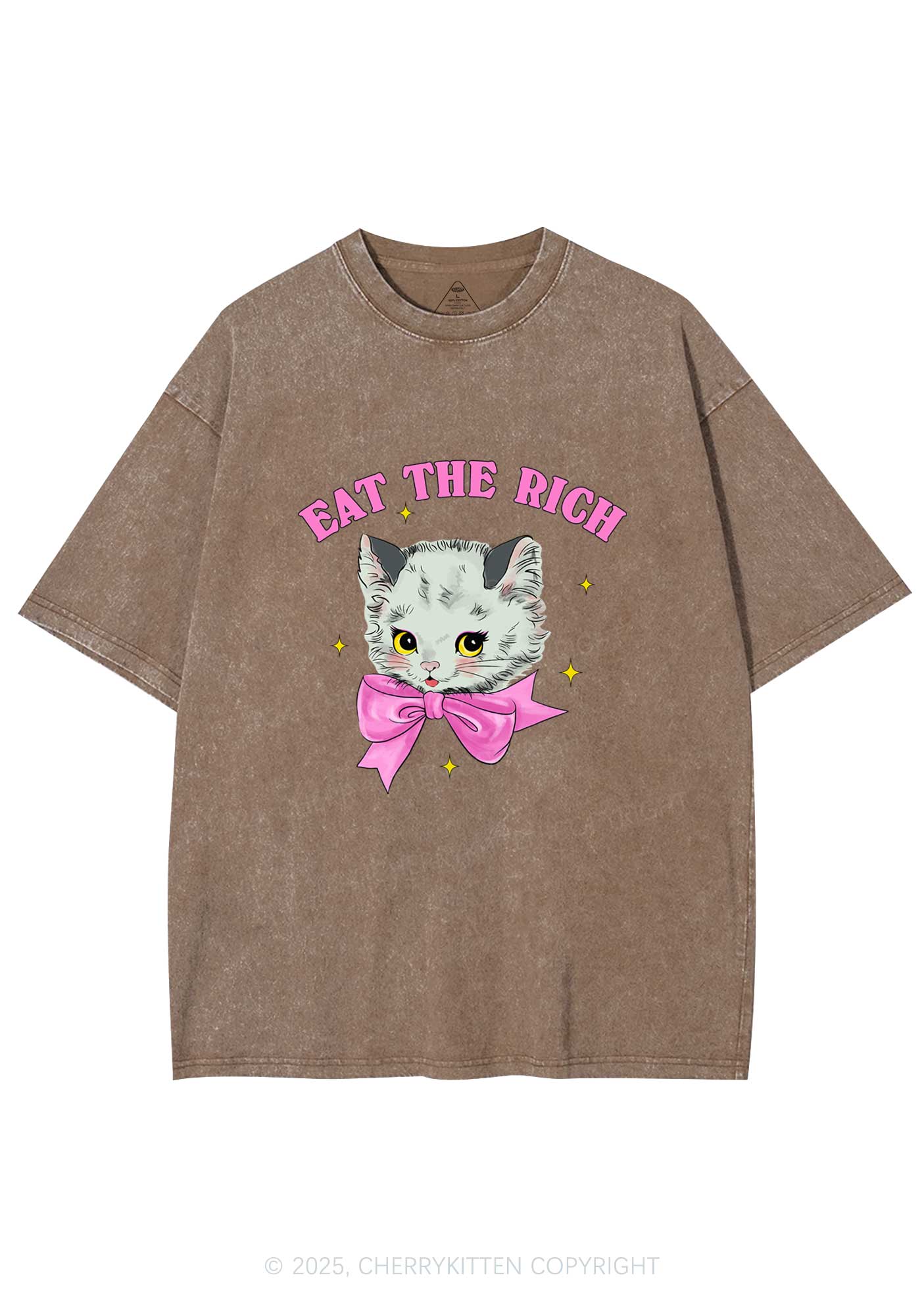 Eat Rich Cat Y2K Washed Tee Cherrykitten - Image 6