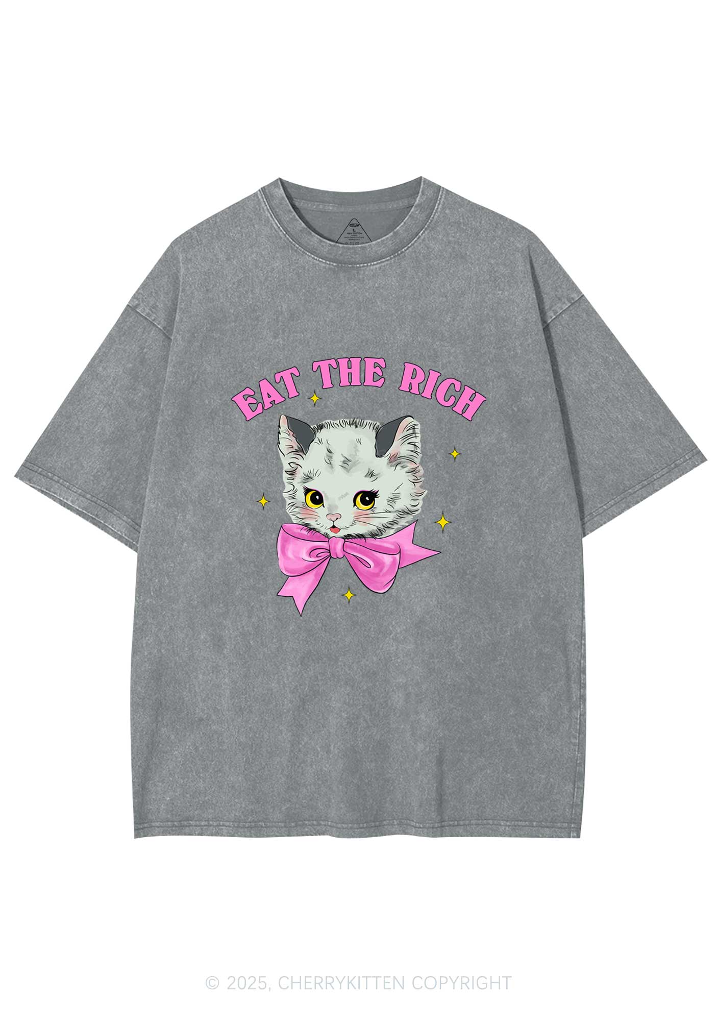 Eat Rich Cat Y2K Washed Tee Cherrykitten - Image 7