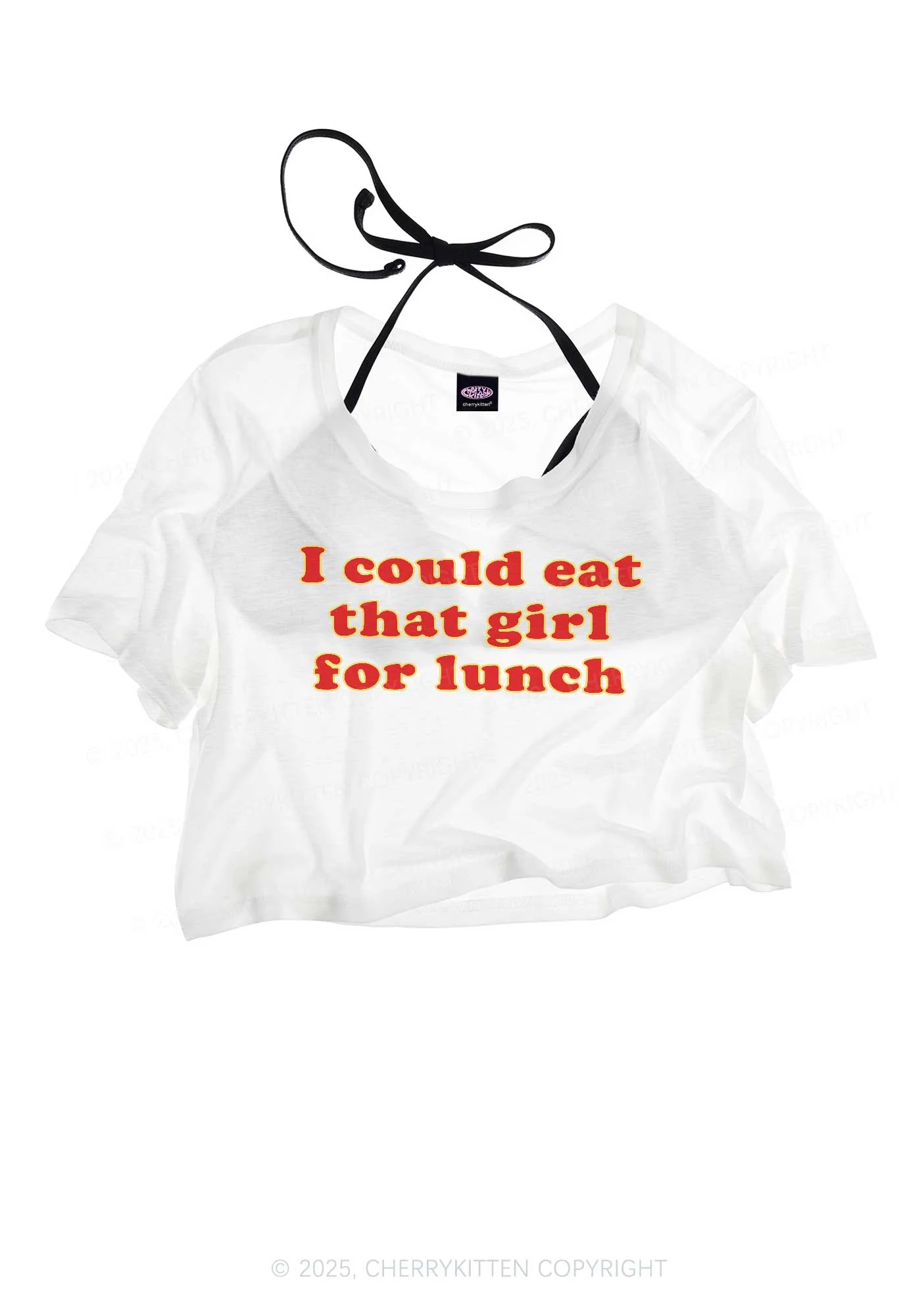 Eat That Girl For Lunch Pride Y2K Sheer Crop Tee Cherrykitten - Image 3