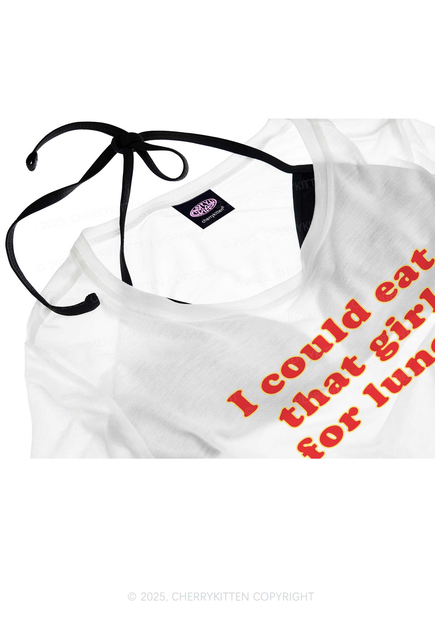 Eat That Girl For Lunch Pride Y2K Sheer Crop Tee Cherrykitten - Image 4