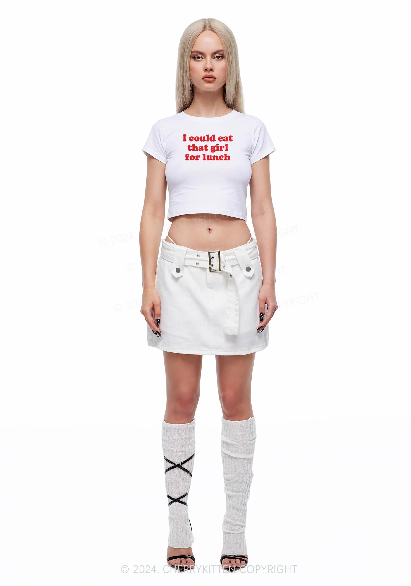 Eat That Girl For Lunch Y2K Baby Tee Cherrykitten - Image 2
