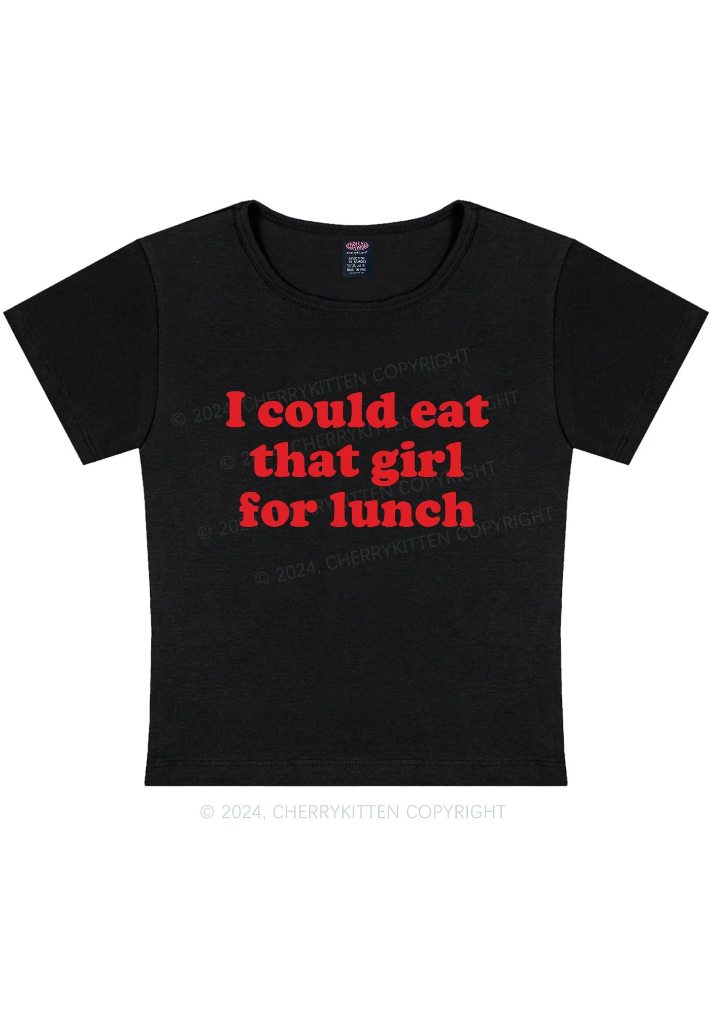 Eat That Girl For Lunch Y2K Baby Tee Cherrykitten - Image 3