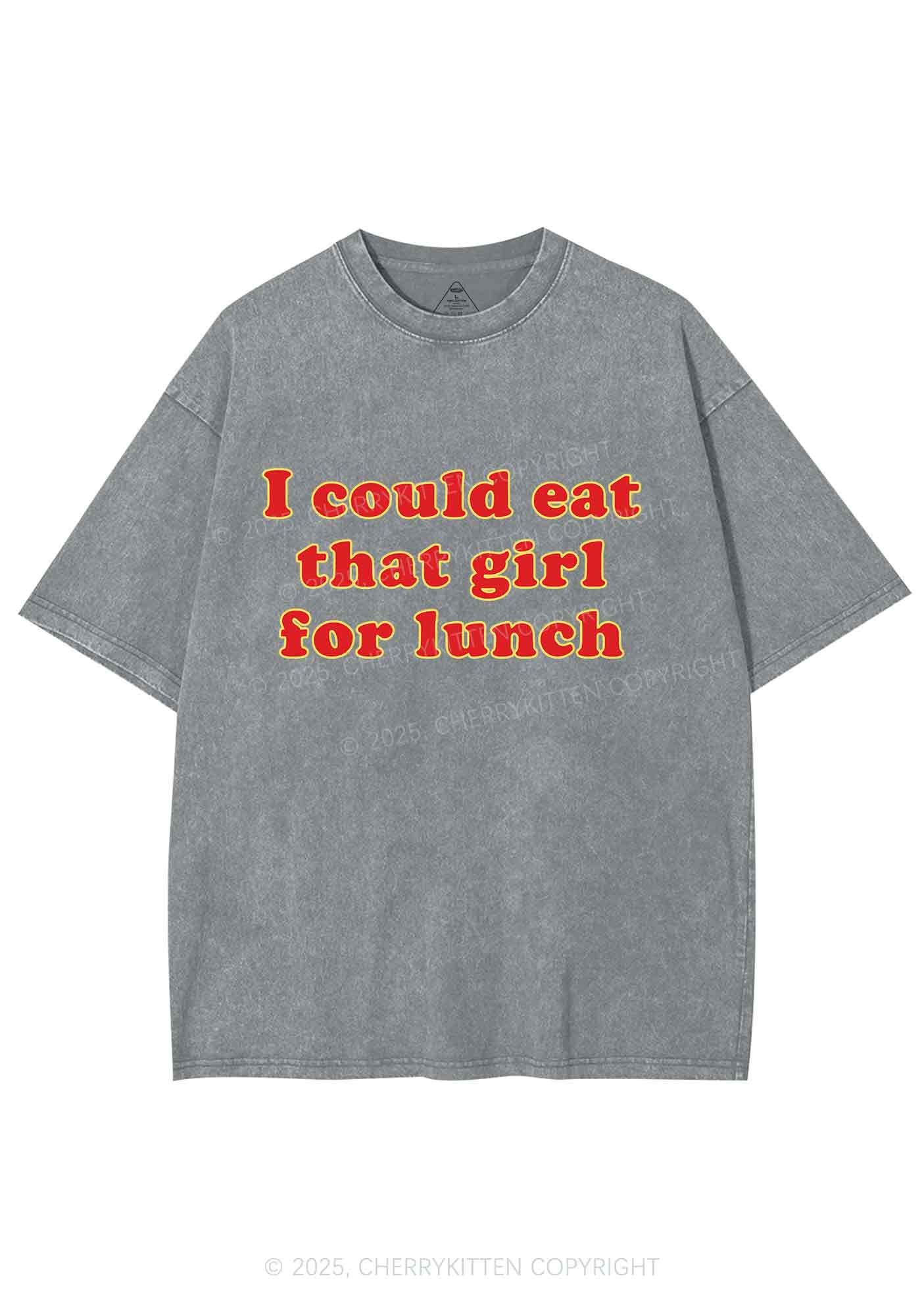 Eat That Girl For Lunch Y2K Shirts Washed Tee Cherrykitten - Image 7