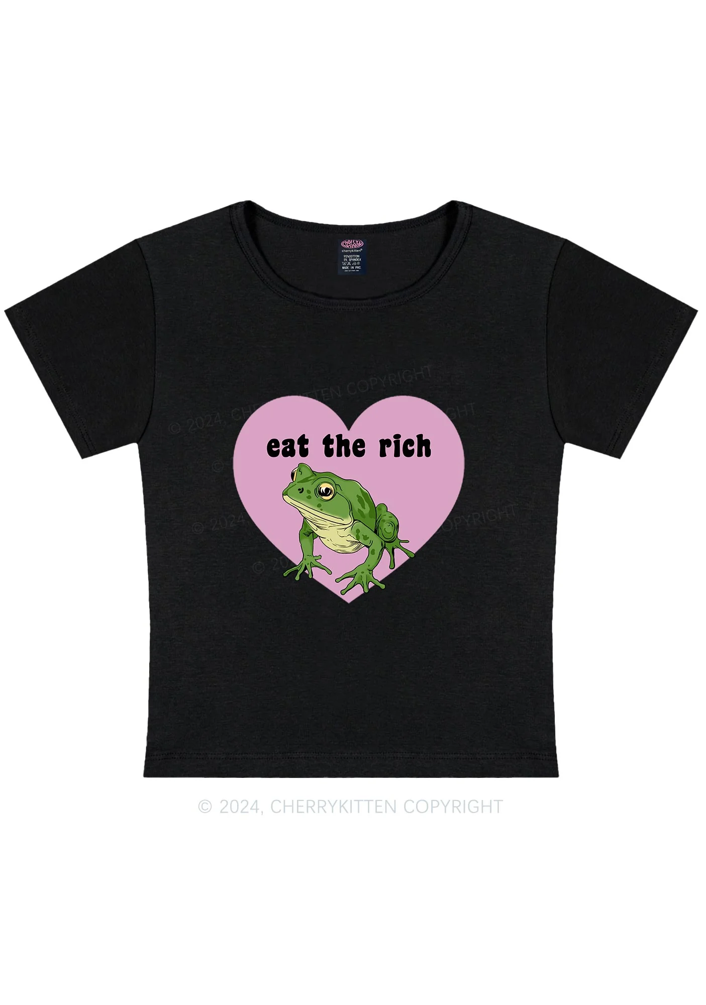 Eat The Rich Frog Y2K Baby Tee Cherrykitten - Image 4