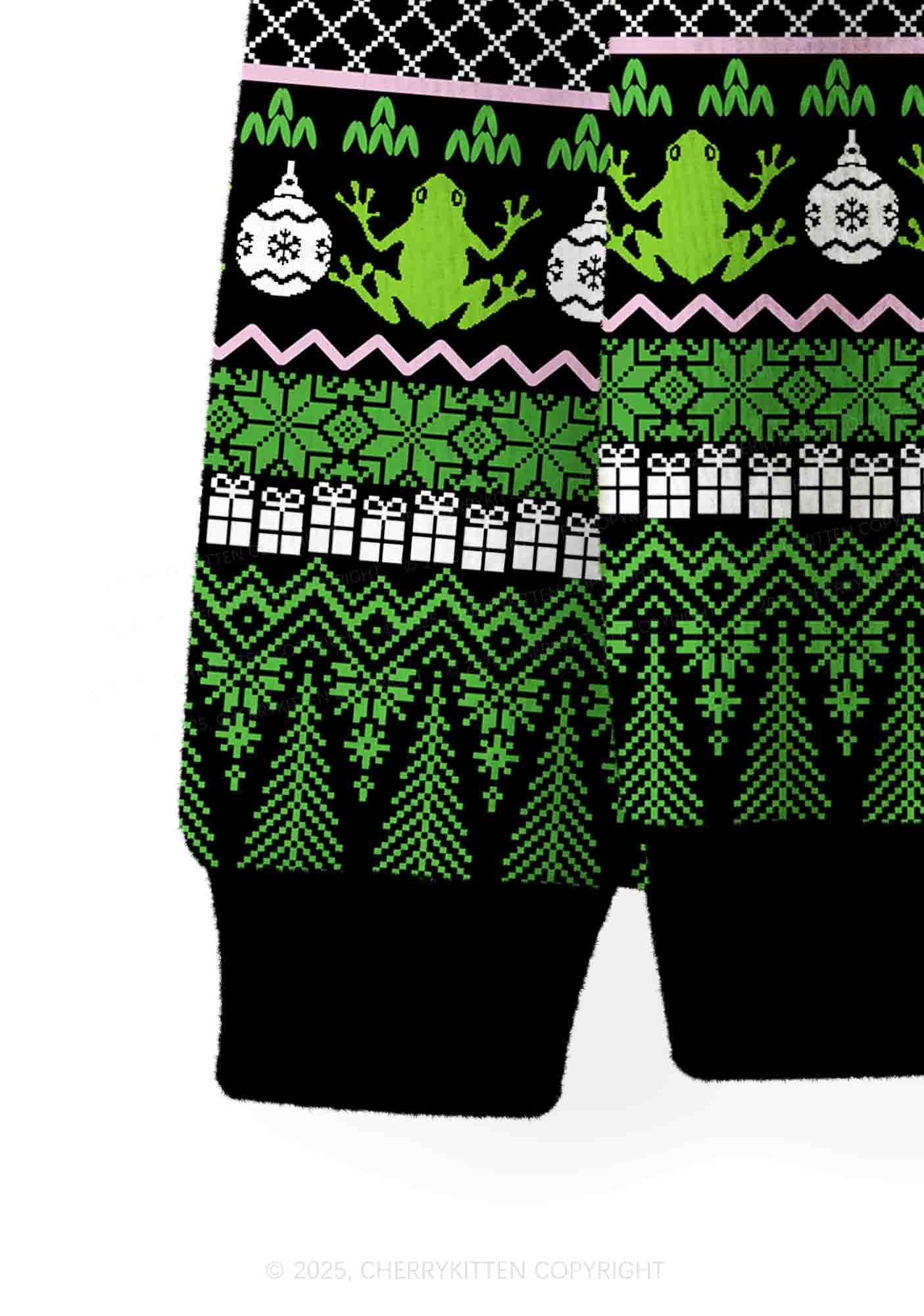 Eat The Rich Frog Y2K Christmas Cardigan Knit Sweatshirt Cherrykitten - Image 6