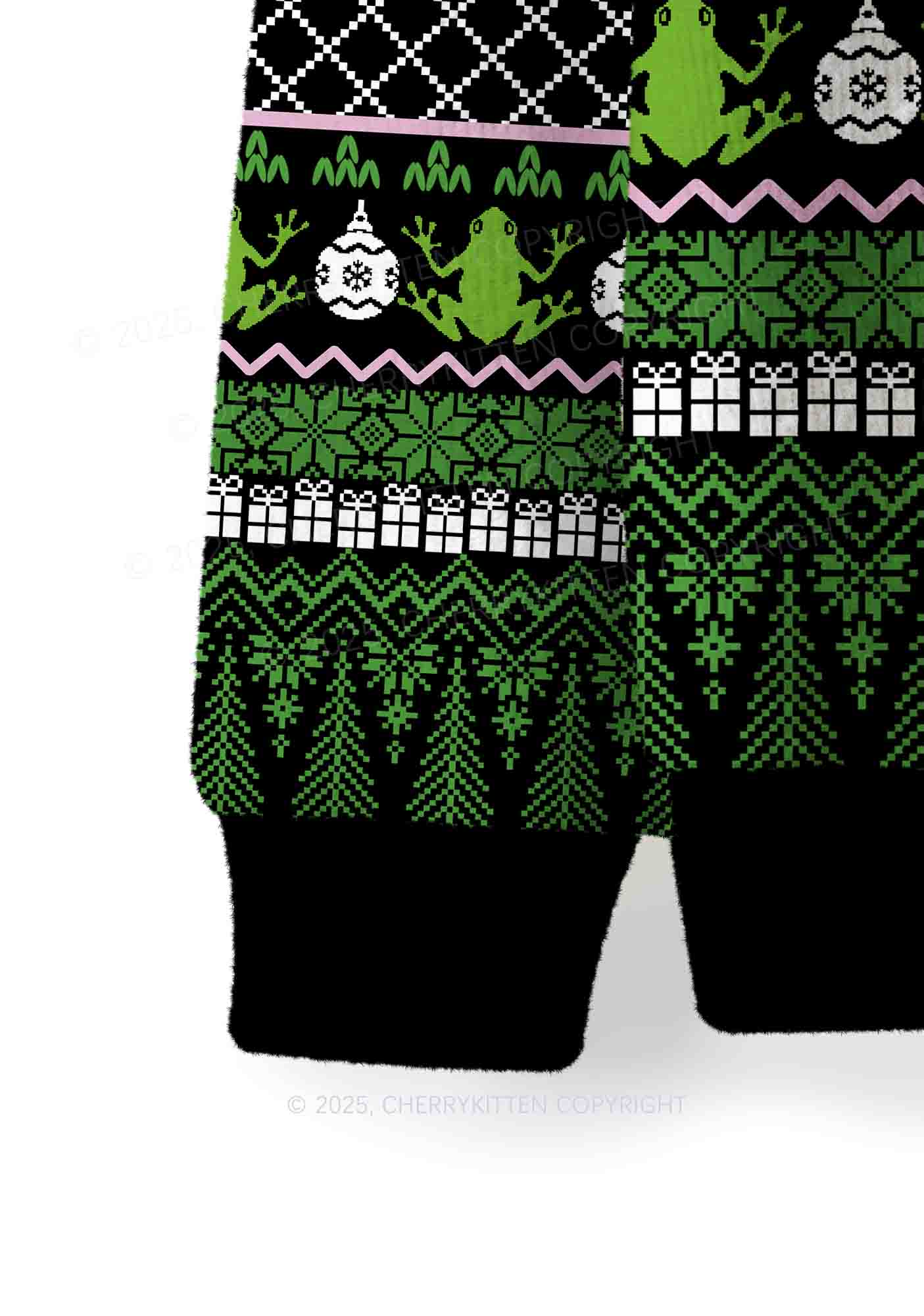Eat The Rich Frog Y2K Christmas Knit Sweatshirt Cherrykitten - Image 5