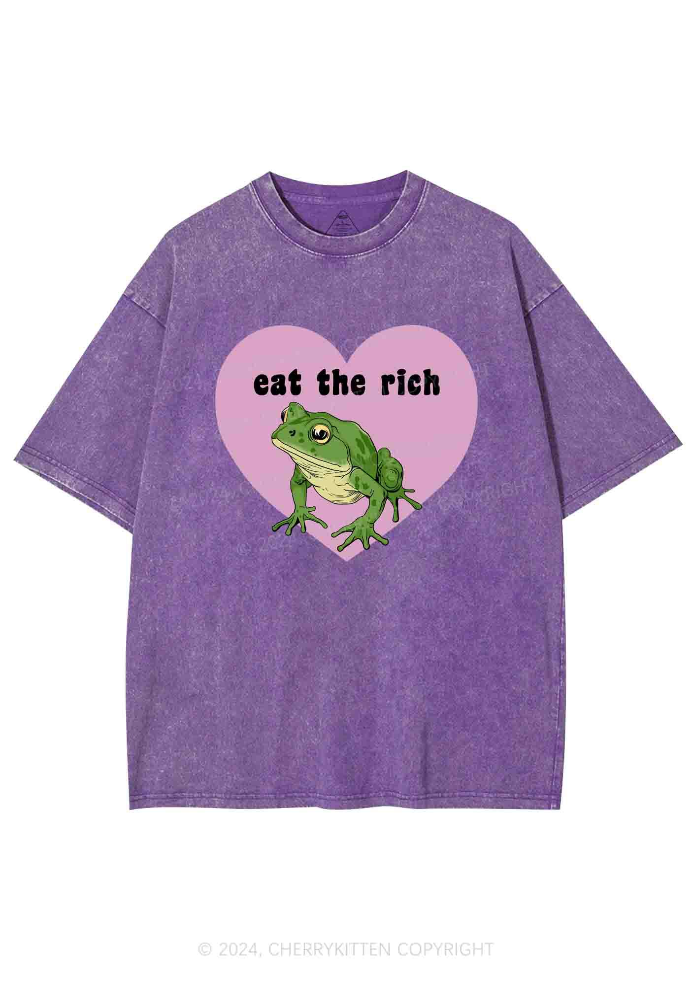 Eat The Rich Frog Y2K Washed Tee Cherrykitten - Image 5