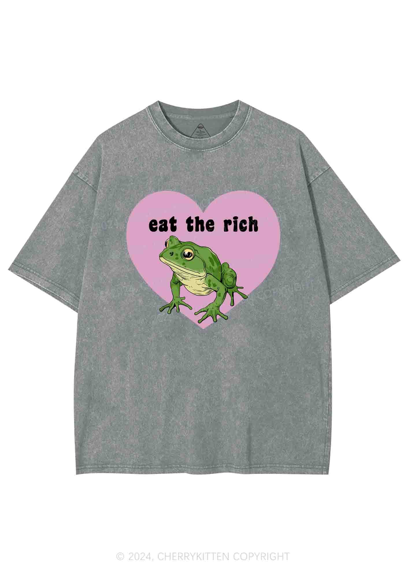 Eat The Rich Frog Y2K Washed Tee Cherrykitten - Image 7