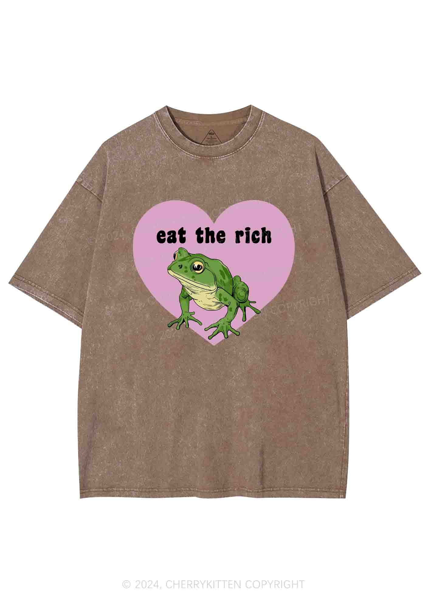 Eat The Rich Frog Y2K Washed Tee Cherrykitten - Image 8