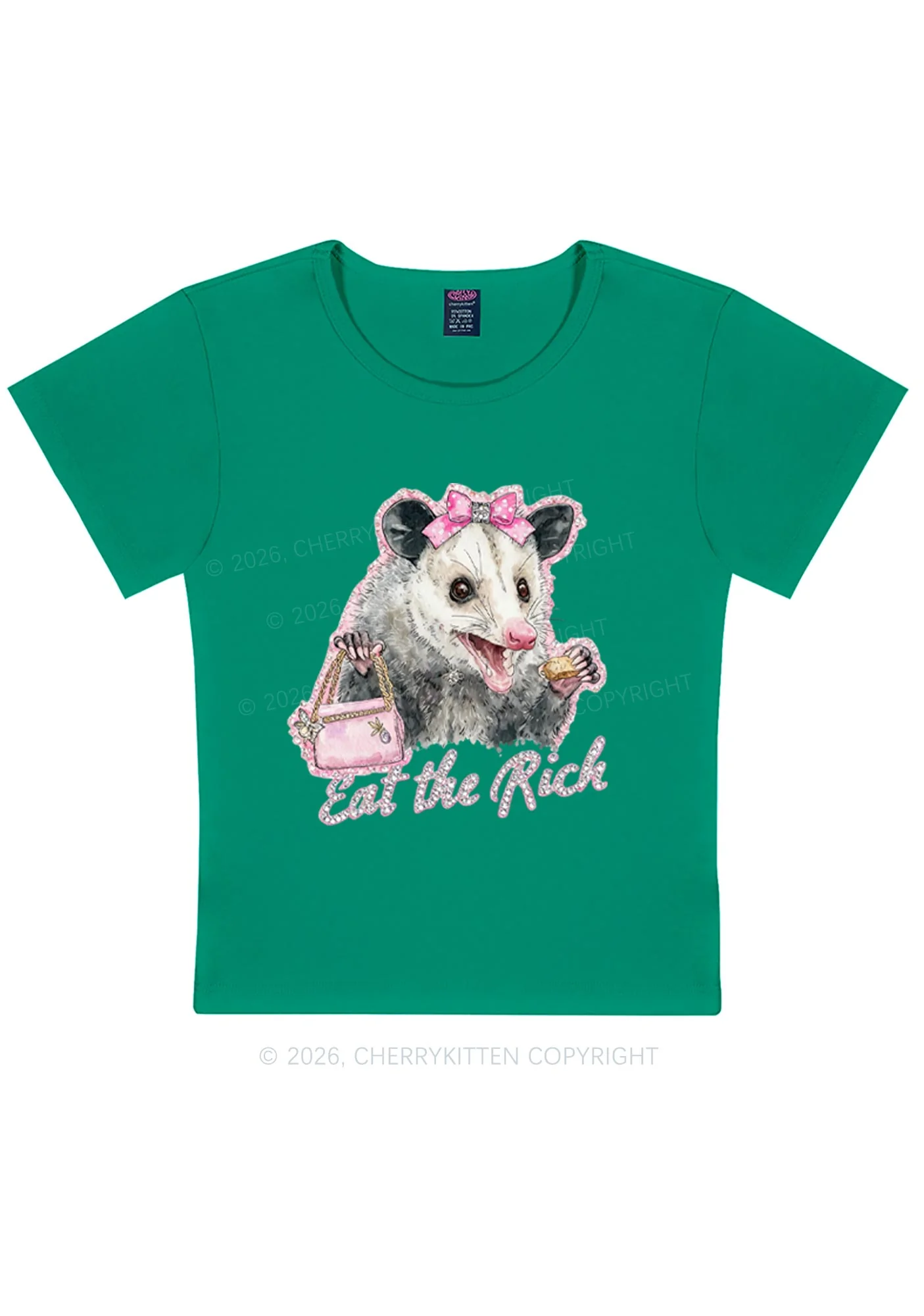 Eat The Rich Possum Y2K Baby Tee Cherrykitten - Image 10