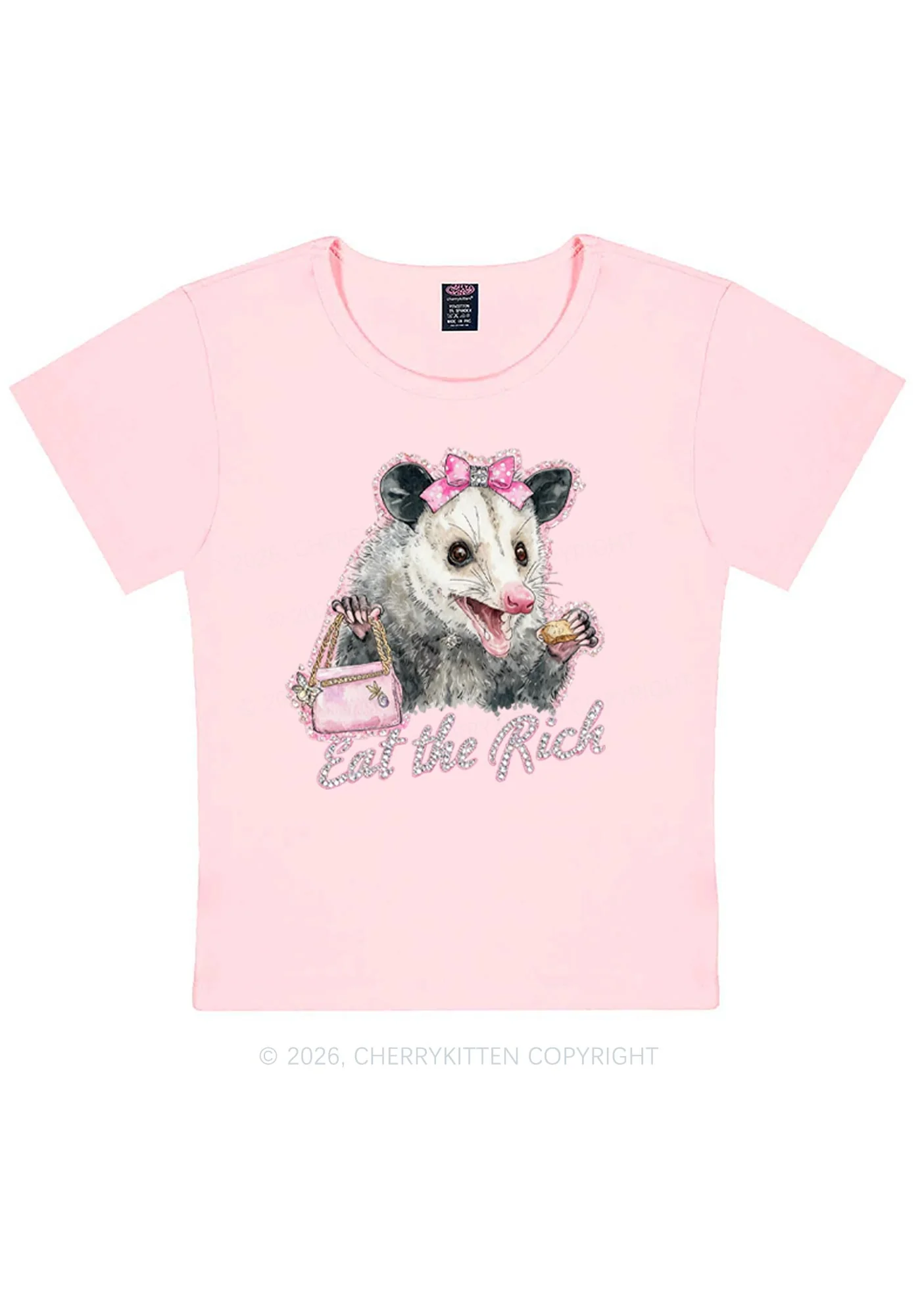 Eat The Rich Possum Y2K Baby Tee Cherrykitten - Image 11