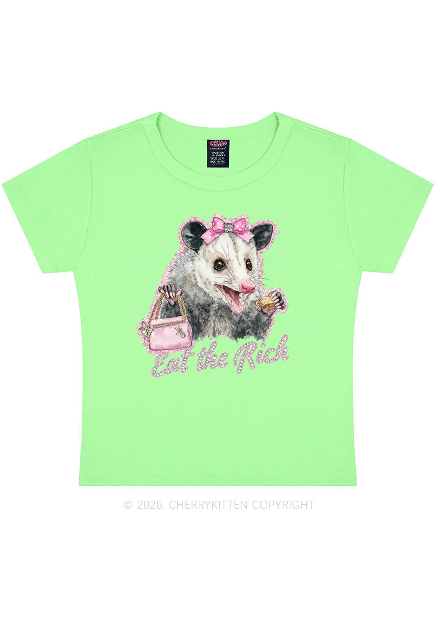 Eat The Rich Possum Y2K Baby Tee Cherrykitten - Image 12