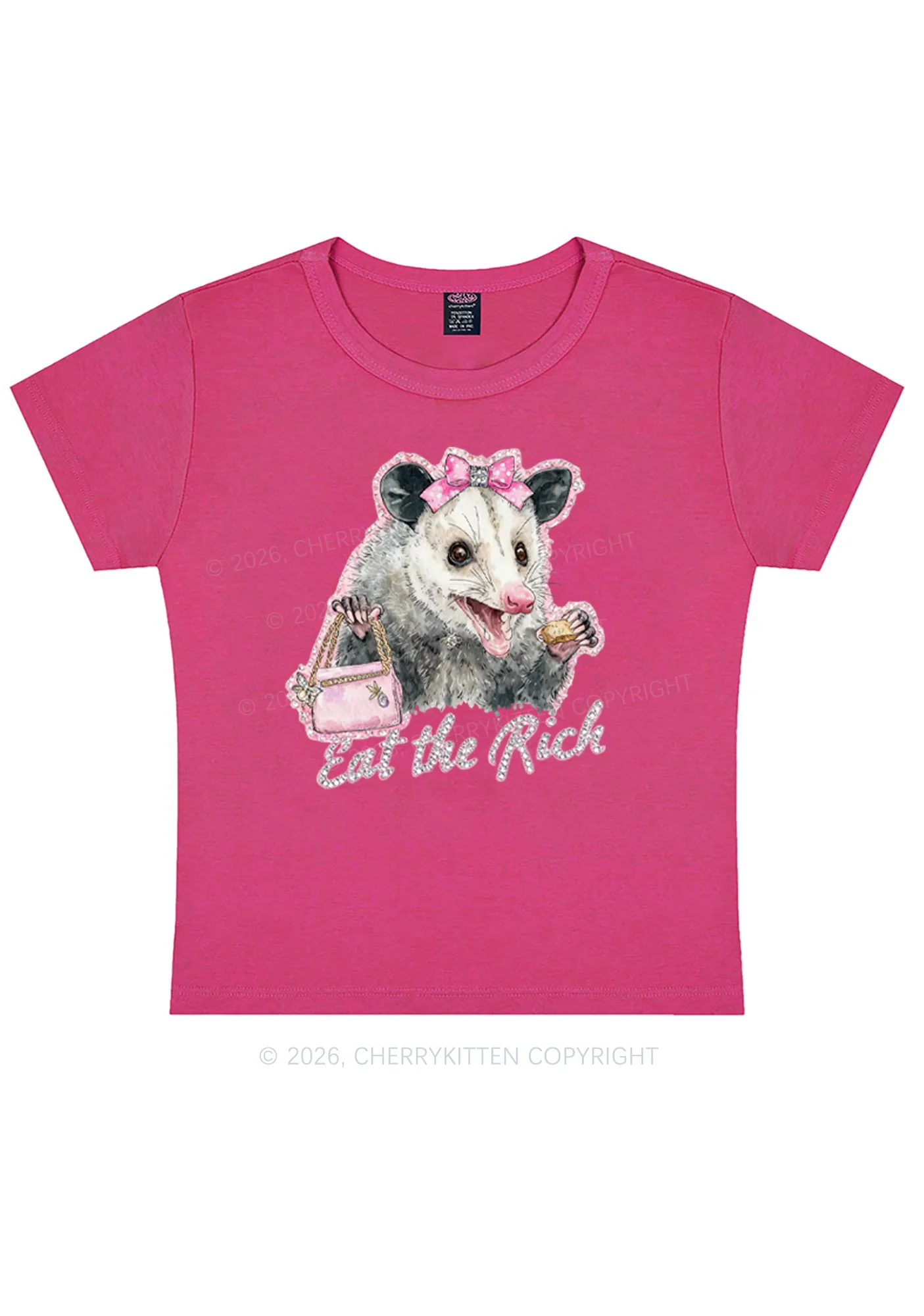 Eat The Rich Possum Y2K Baby Tee Cherrykitten - Image 5