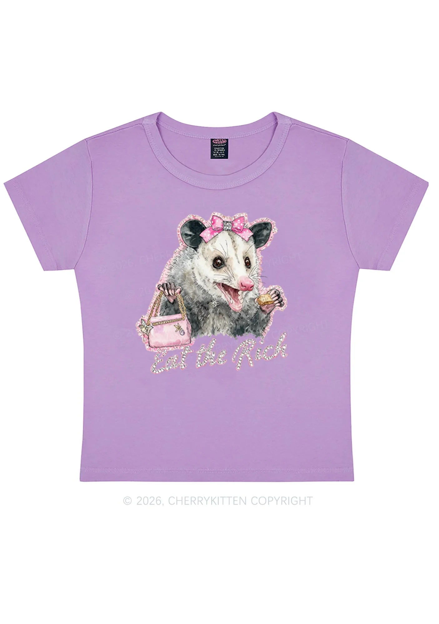 Eat The Rich Possum Y2K Baby Tee Cherrykitten - Image 6