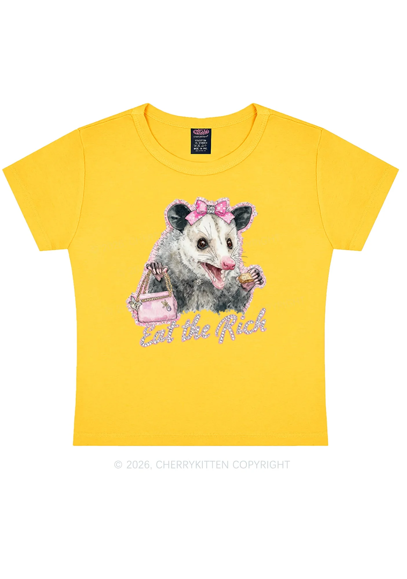 Eat The Rich Possum Y2K Baby Tee Cherrykitten - Image 7