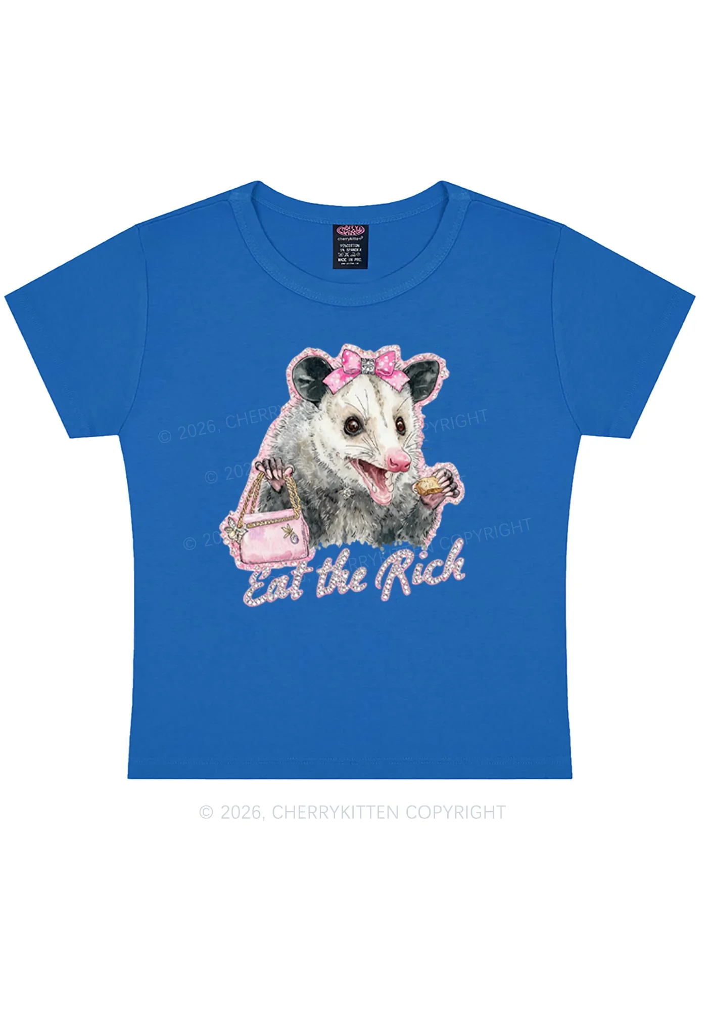 Eat The Rich Possum Y2K Baby Tee Cherrykitten - Image 8