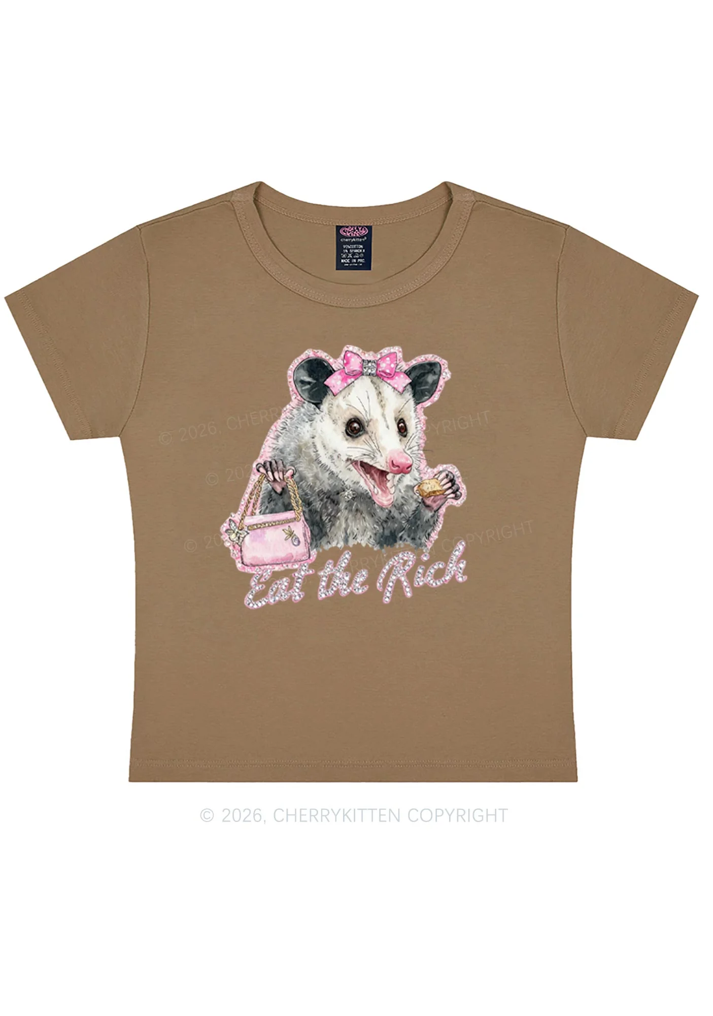 Eat The Rich Possum Y2K Baby Tee Cherrykitten - Image 9