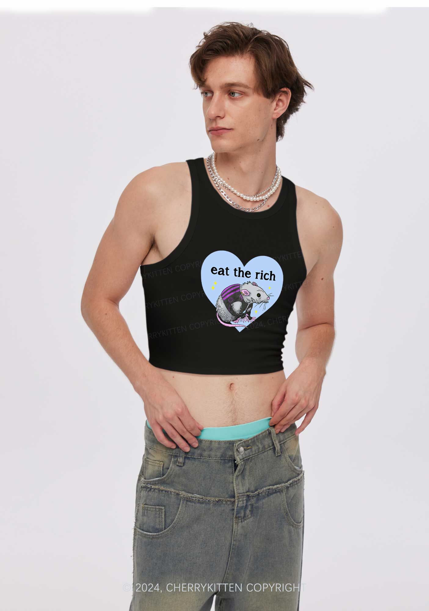 Eat The Rich Rat Y2K Crop Tank Top Cherrykitten - Image 2