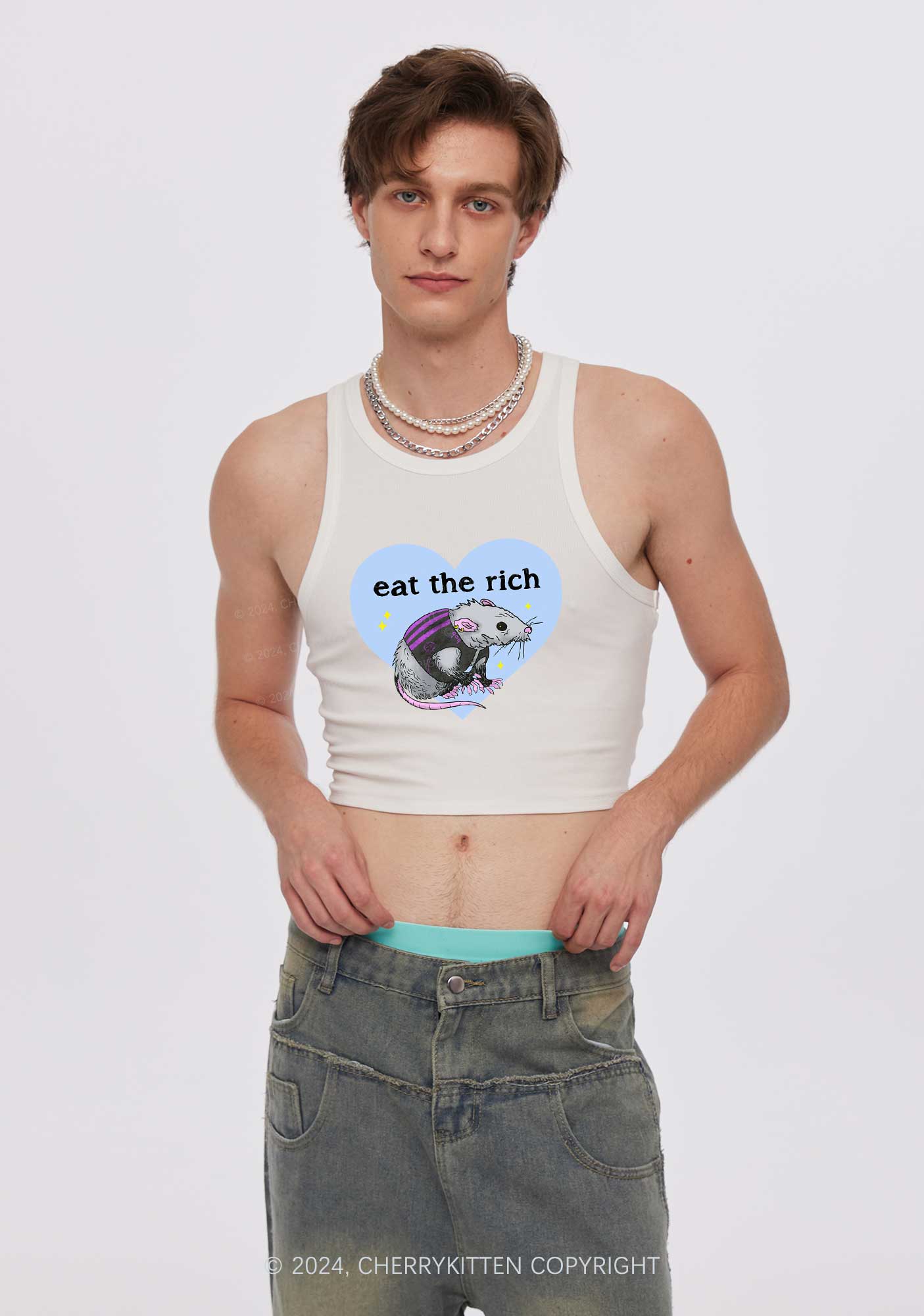 Eat The Rich Rat Y2K Crop Tank Top Cherrykitten - Image 3
