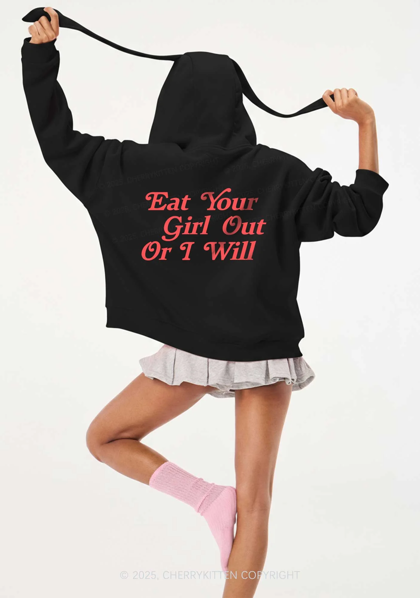 Eat Your Girl Out Pride Y2K Bunny Ear Zip Hoodie Cherrykitten - Image 3