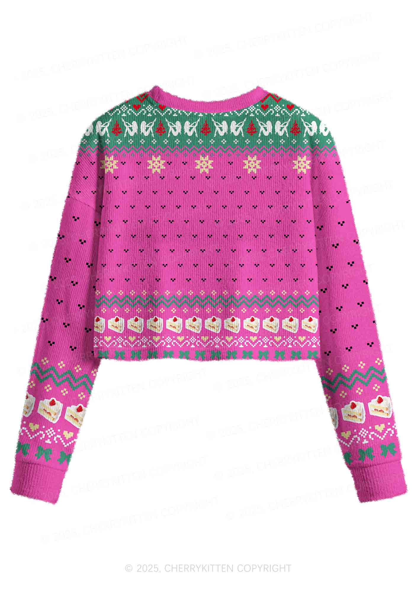 Eat Your Girl Out Pride Y2K Christmas Crop Knit Sweatshirt Cherrykitten - Image 2