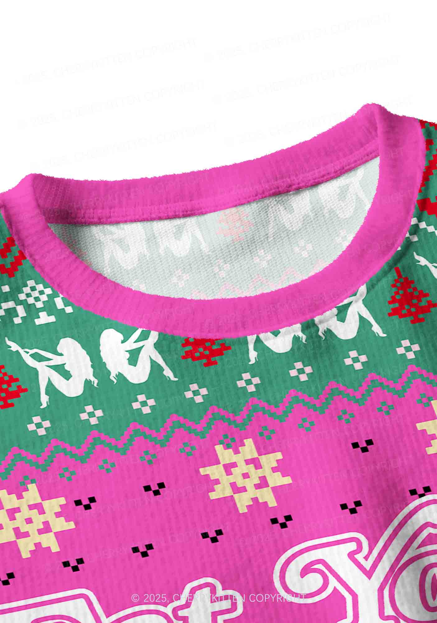 Eat Your Girl Out Pride Y2K Christmas Crop Knit Sweatshirt Cherrykitten - Image 4