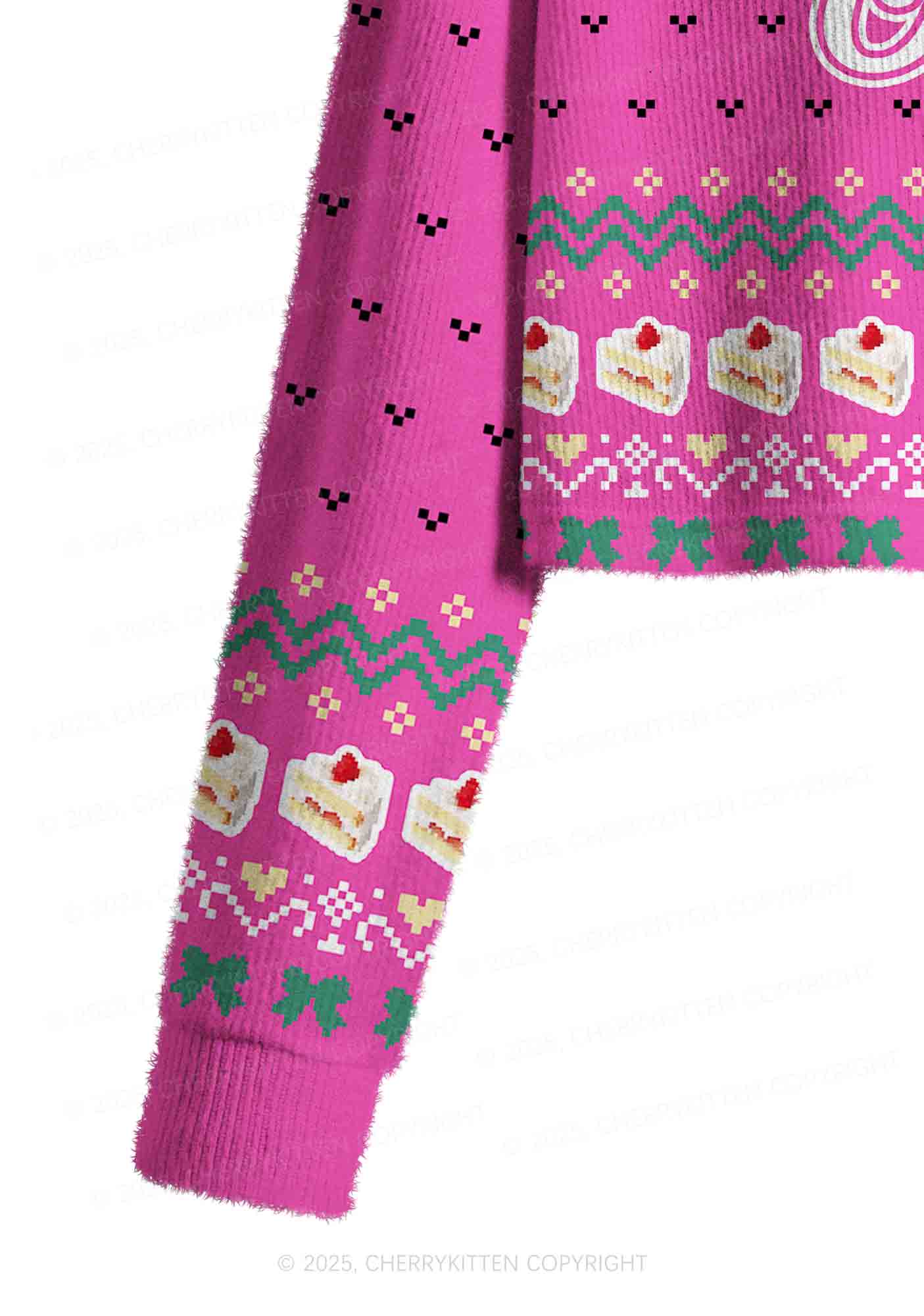 Eat Your Girl Out Pride Y2K Christmas Crop Knit Sweatshirt Cherrykitten - Image 5
