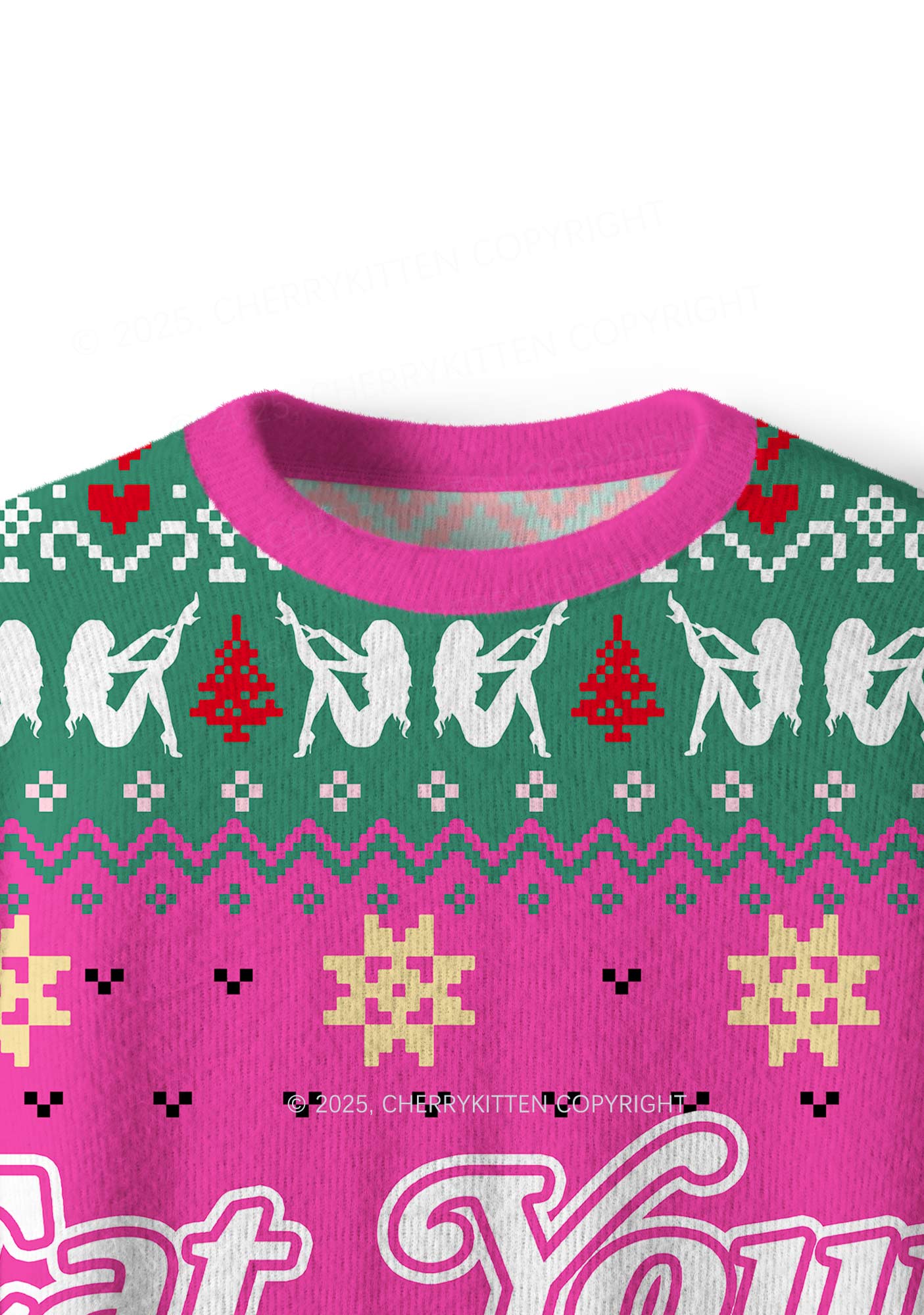 Eat Your Girl Out Pride Y2K Christmas Knit Sweatshirt Cherrykitten - Image 5
