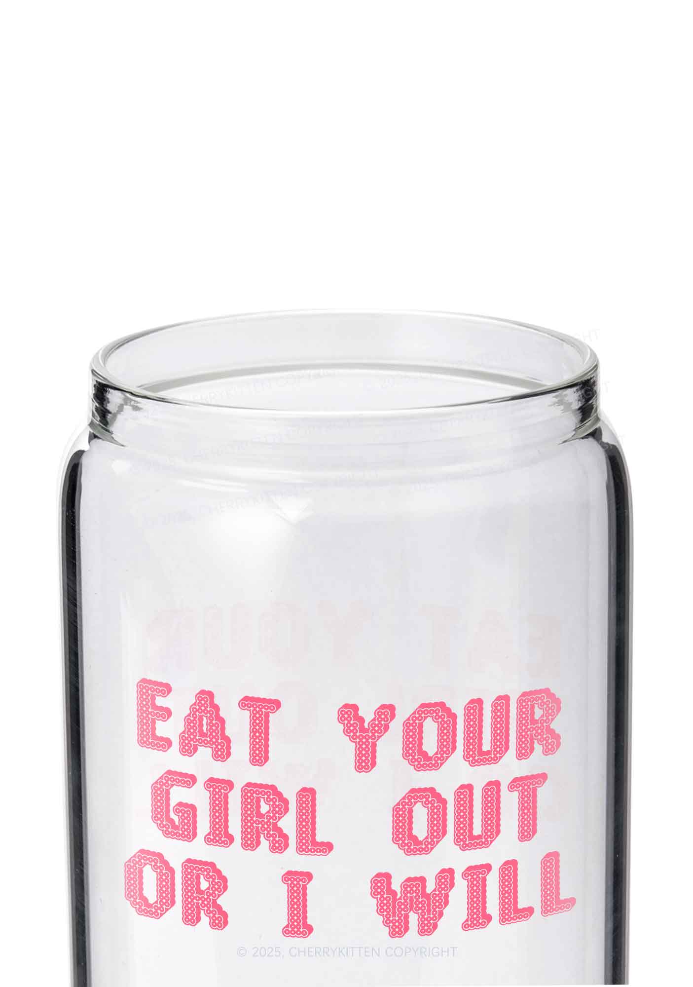 Eat Your Girl Out Pride Y2K Printed Glass Cup Cherrykitten - Image 2