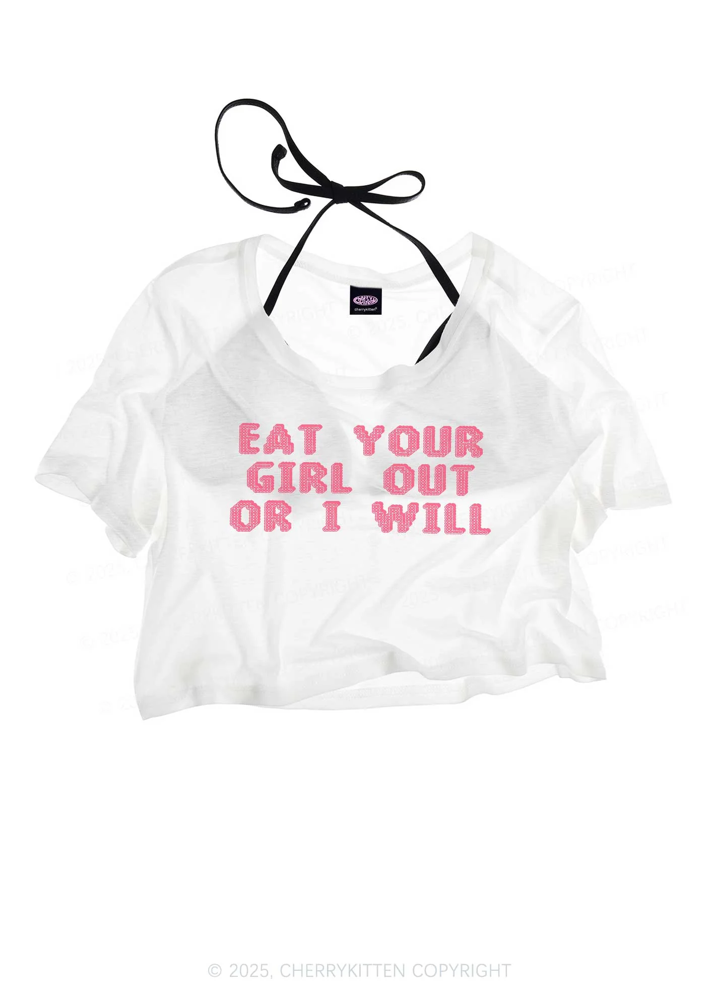 Eat Your Girl Out Pride Y2K Sheer Crop Tee Cherrykitten - Image 3