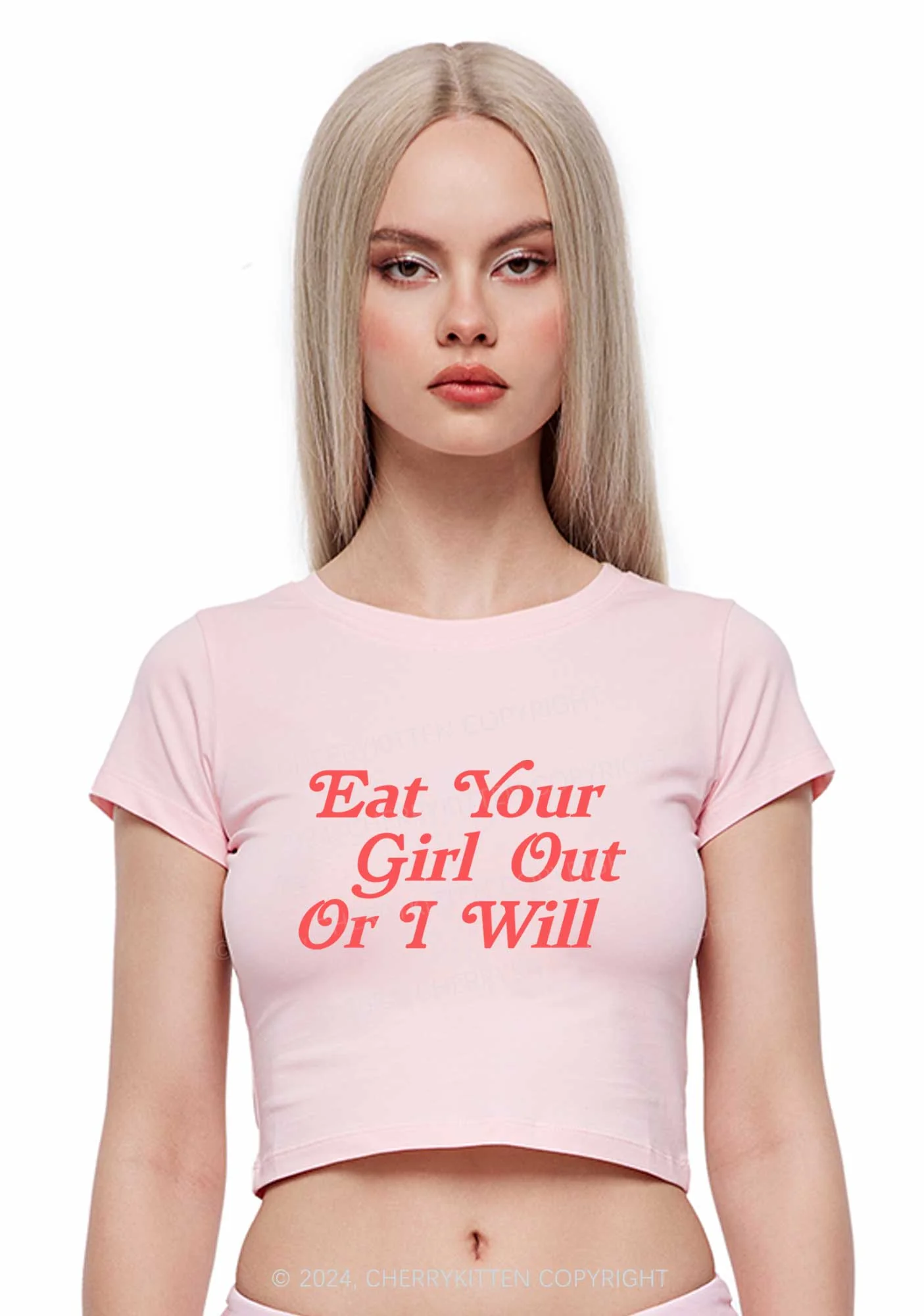 Eat Your Girl Out Y2K Baby Tee Cherrykitten - Image 2