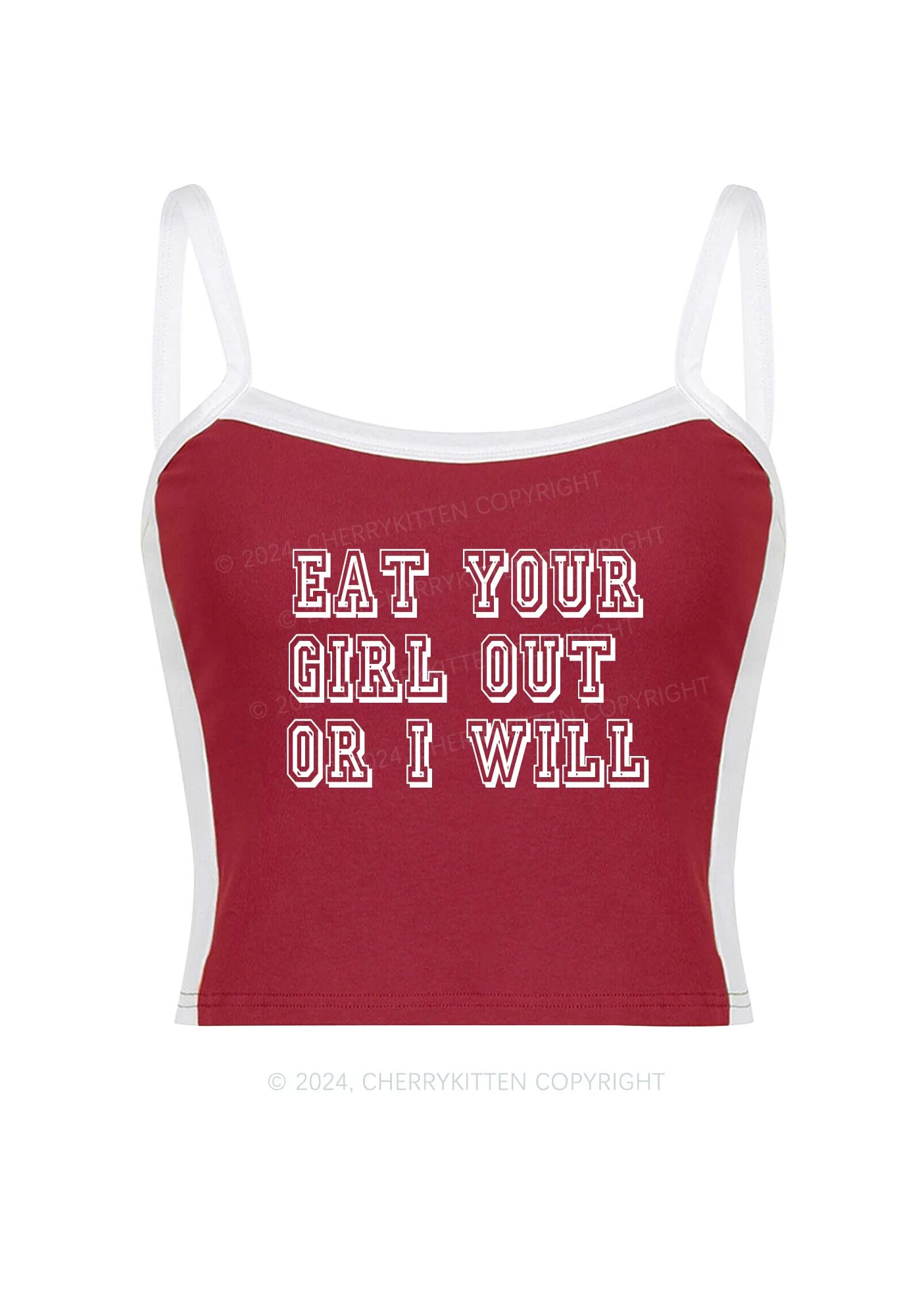 Eat Your Girl Out Y2K Color Block Crop Cami Top Cherrykitten - Image 3