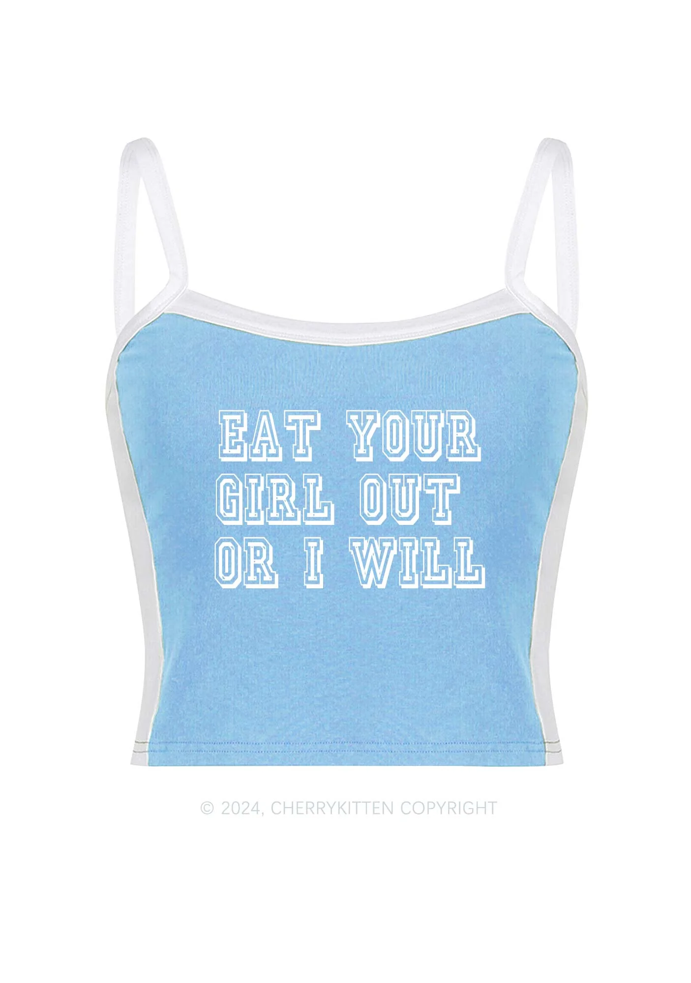 Eat Your Girl Out Y2K Color Block Crop Cami Top Cherrykitten - Image 4