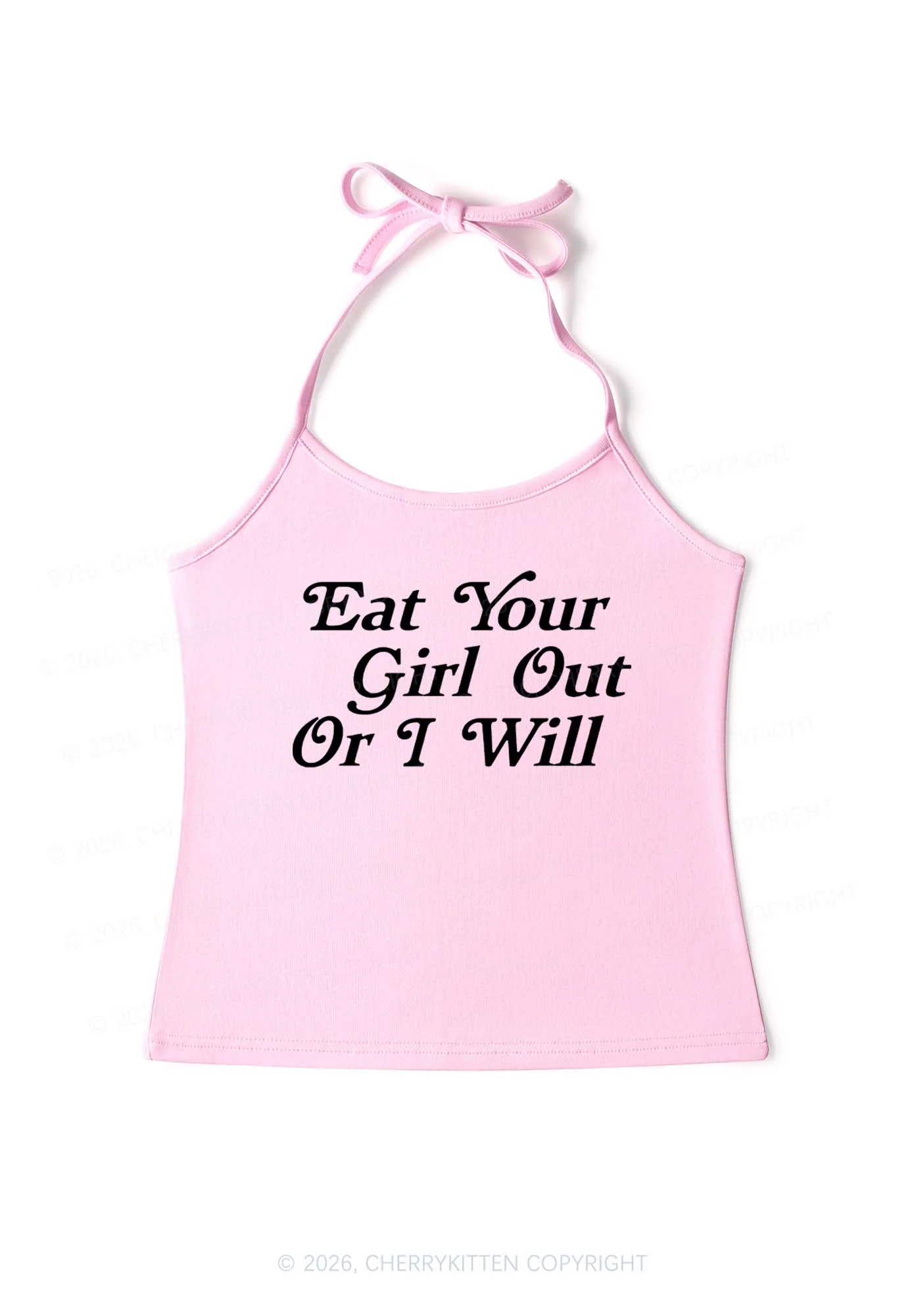 Eat Your Girl Out Y2K Halter Neck Cami Cherrykitten - Image 4