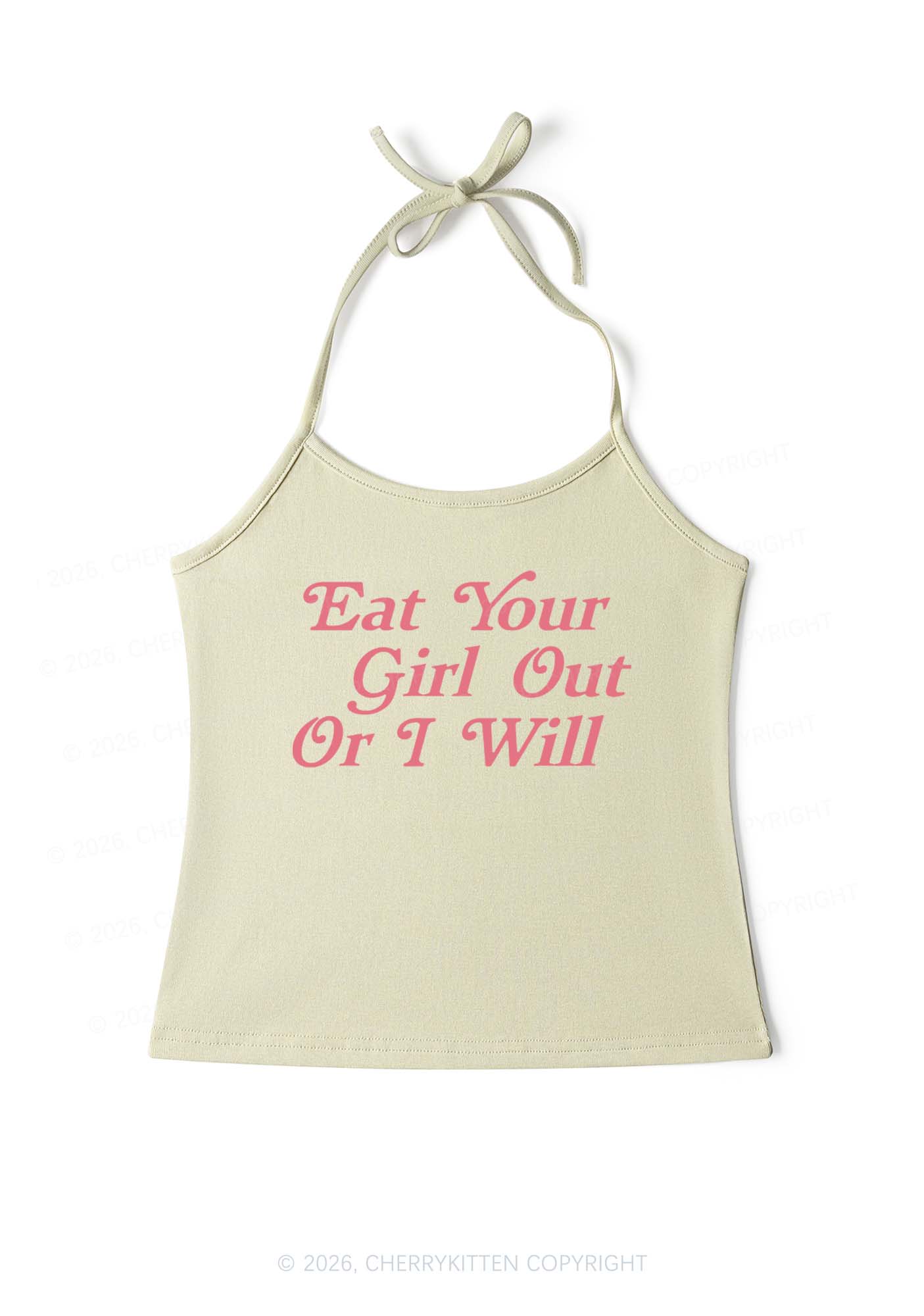 Eat Your Girl Out Y2K Halter Neck Cami Cherrykitten - Image 9