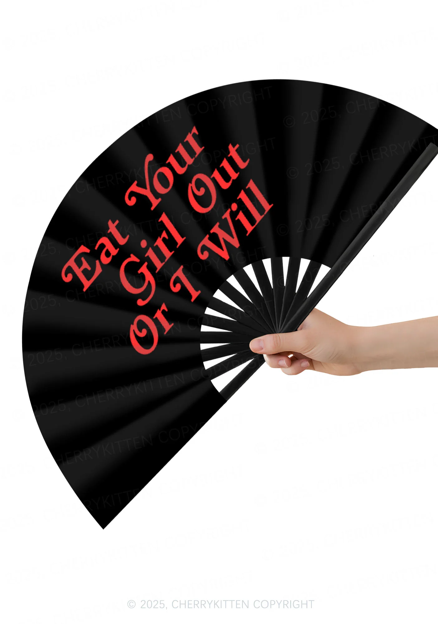 Eat Your Girl Out Y2K Rave Hand Fan Cherrykitten - Image 2