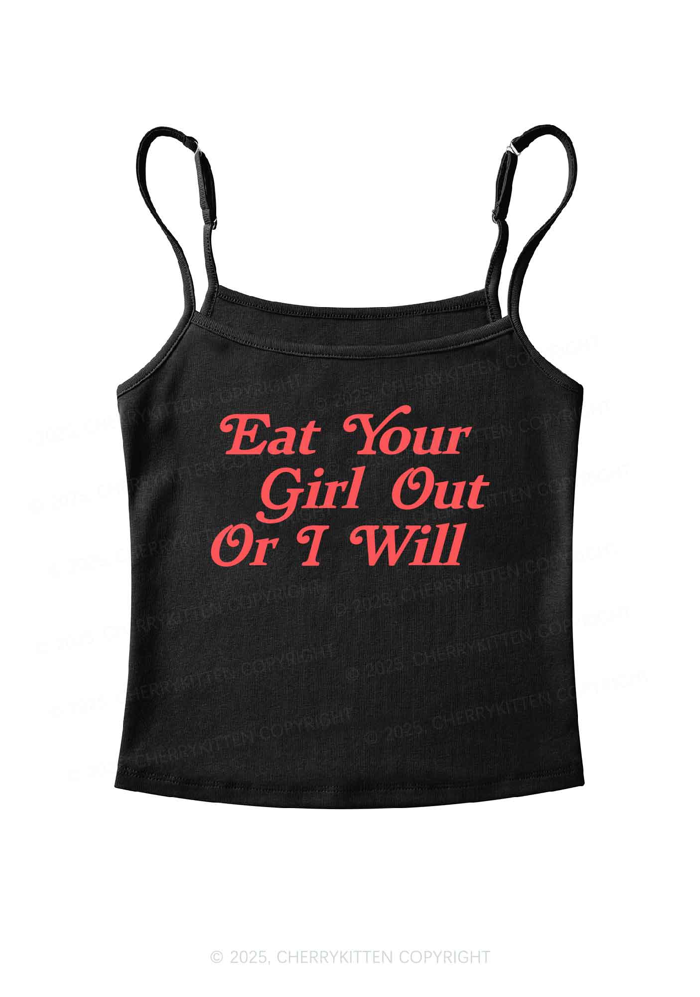 Eat Your Girl Out  Y2K Spaghetti Strap Cami Cherrykitten - Image 3