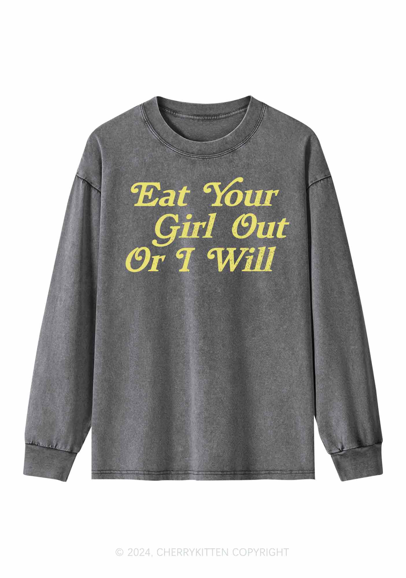Eat Your Girl Out Y2K Washed Long Sleeves Cherrykitten - Image 3