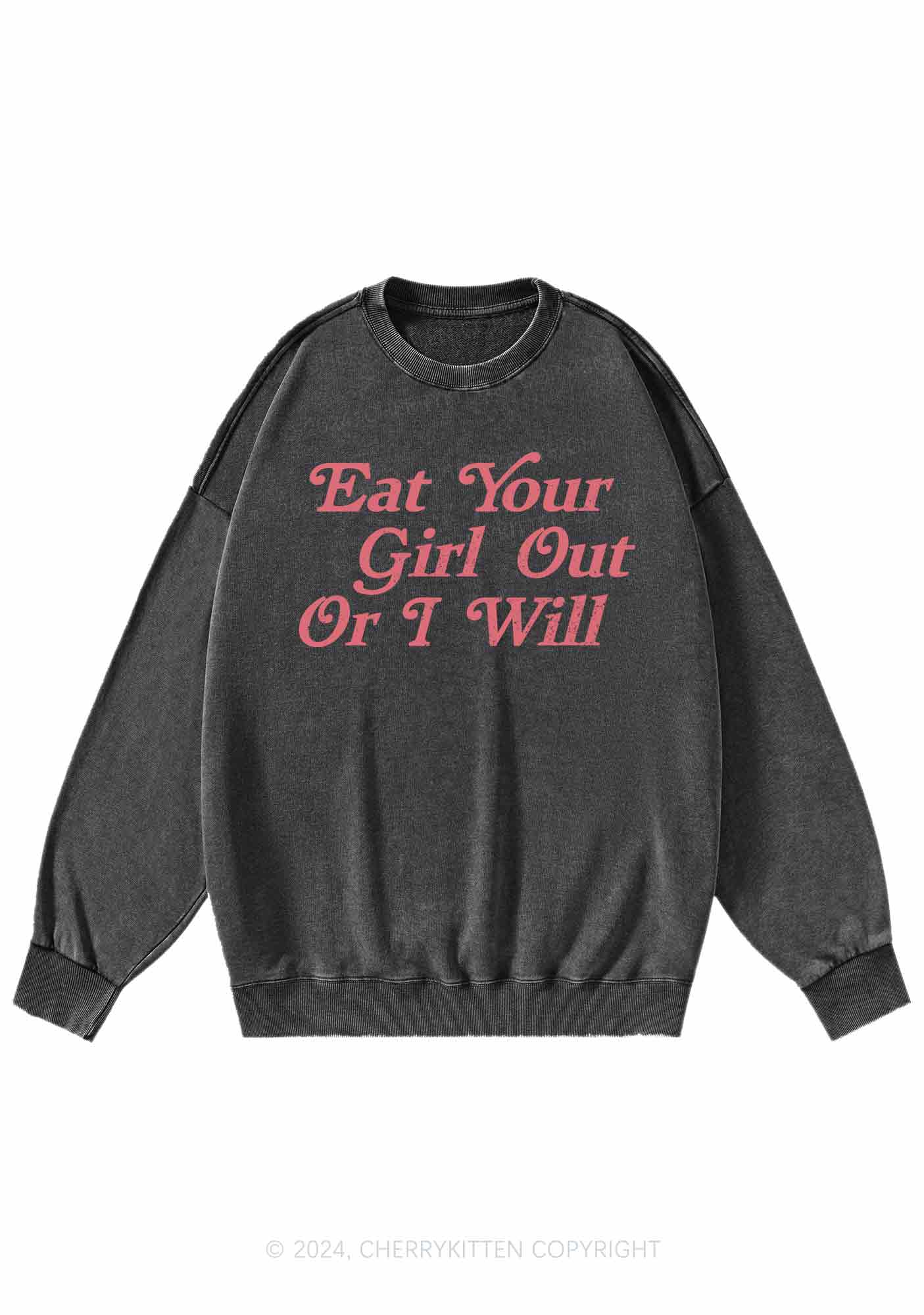 Eat Your Girl Out Y2K Washed Sweatshirts Cherrykitten - Image 3