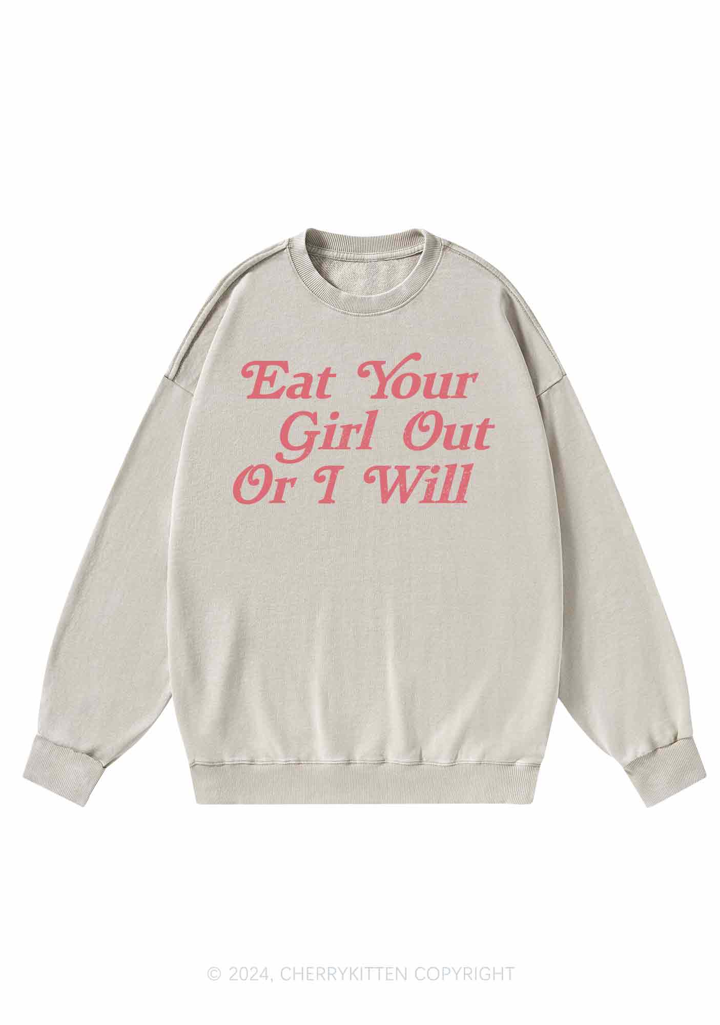 Eat Your Girl Out Y2K Washed Sweatshirts Cherrykitten - Image 4