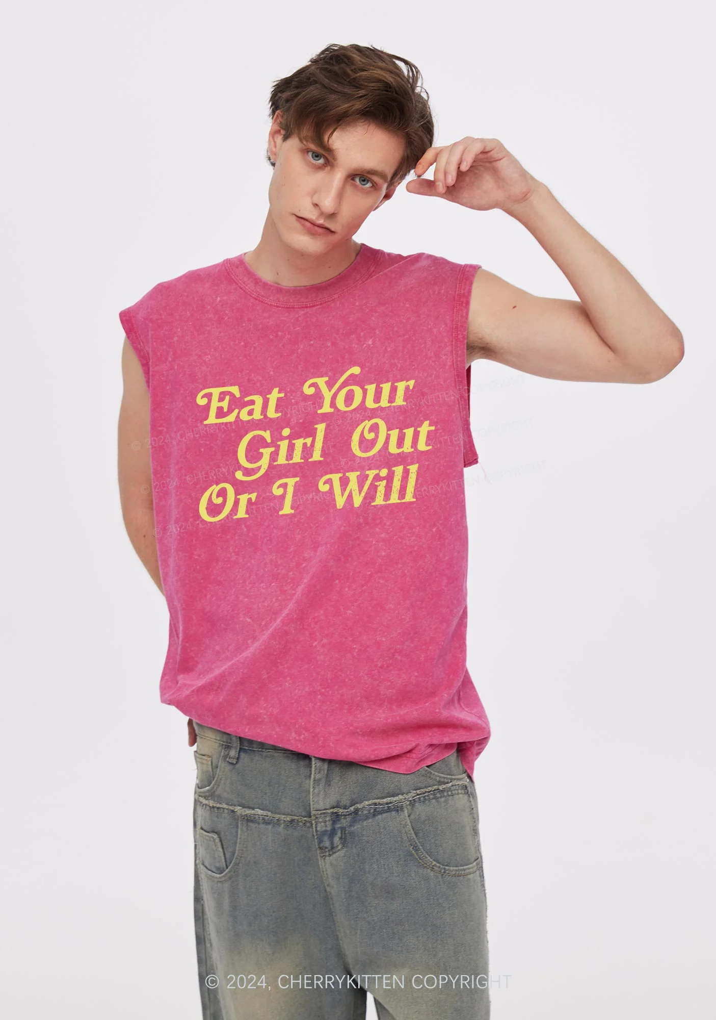 Eat Your Girl Out Y2K Washed Tank Cherrykitten - Image 2