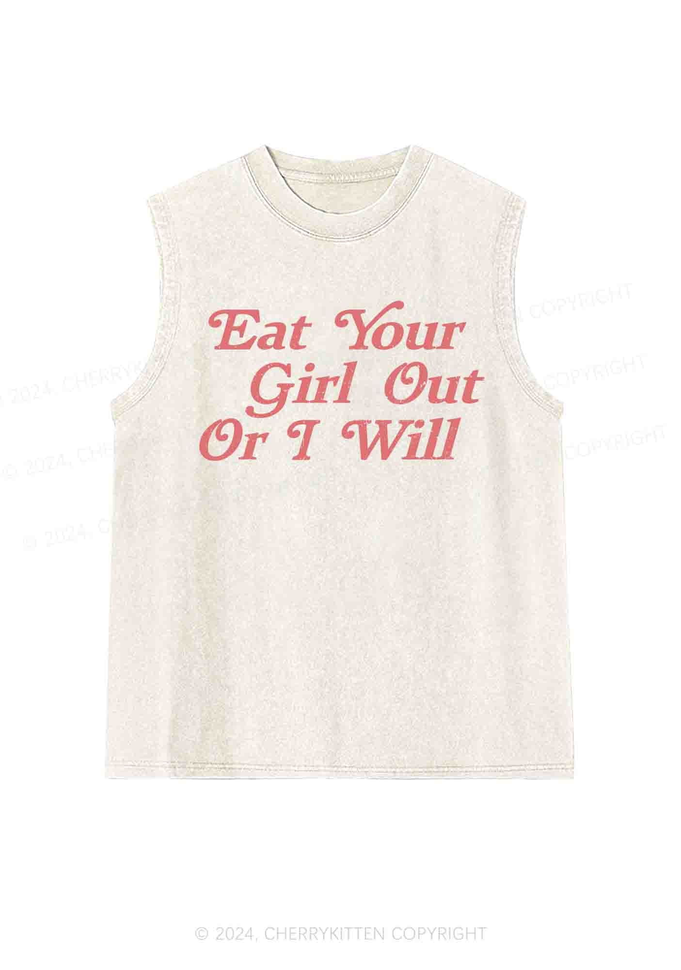 Eat Your Girl Out Y2K Washed Tank Cherrykitten - Image 4