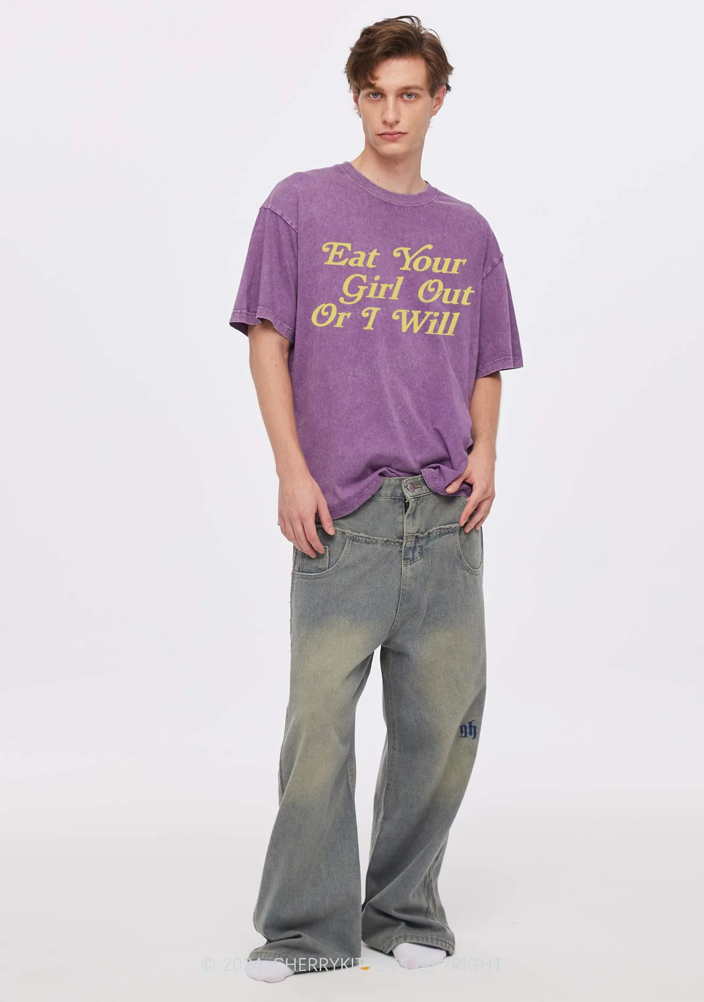 Eat Your Girl Out Y2K Washed Tee Cherrykitten - Image 2