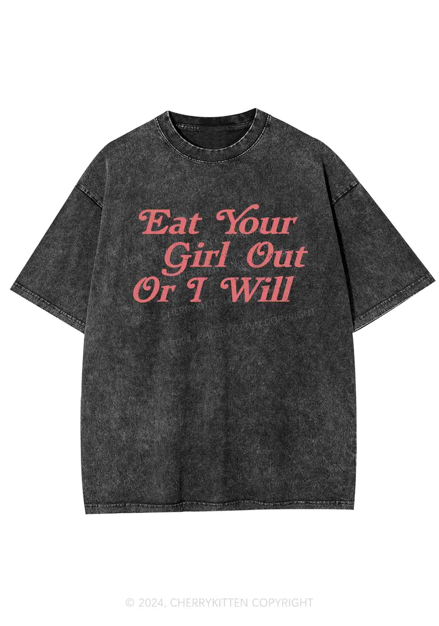 Eat Your Girl Out Y2K Washed Tee Cherrykitten - Image 3